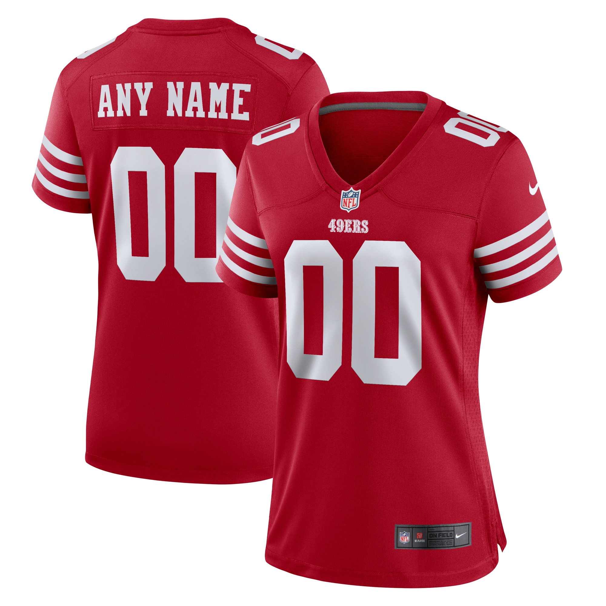 Women's San Francisco 49ers Scarlet Game Custom Jersey JS2603 Saliibo