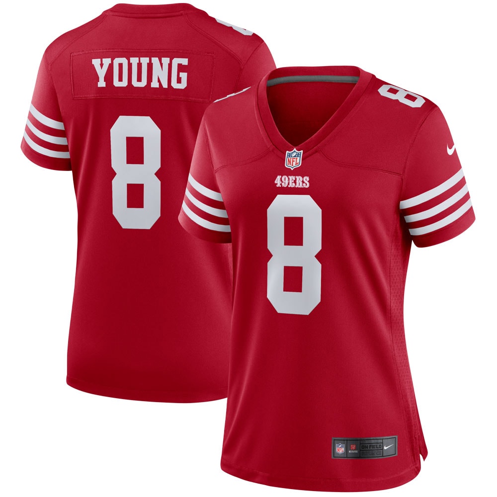 Women's San Francisco 49ers Steve Young Scarlet Retired Player Game Jersey JS1606 Saliibo