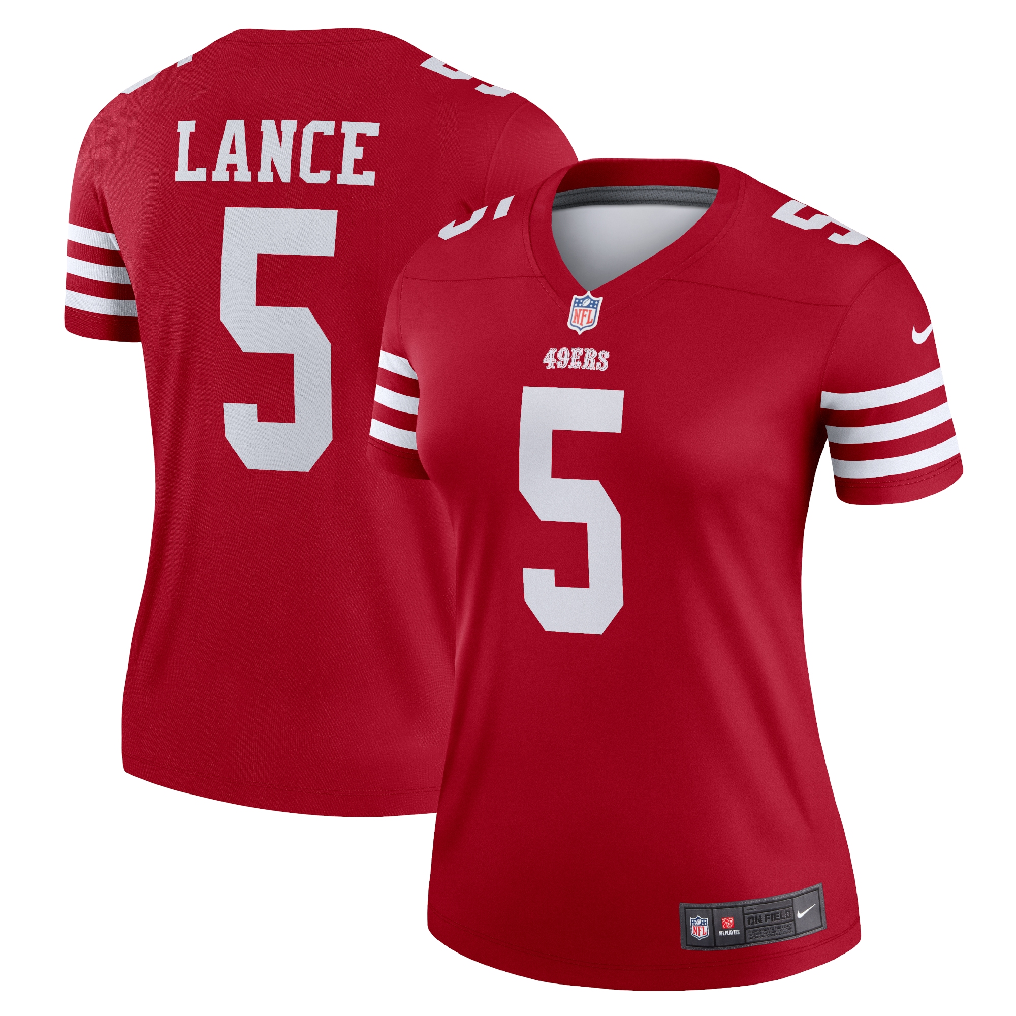 Women's San Francisco 49ers Trey Lance Scarlet Legend Player Performance Top JS8237 Saliibo