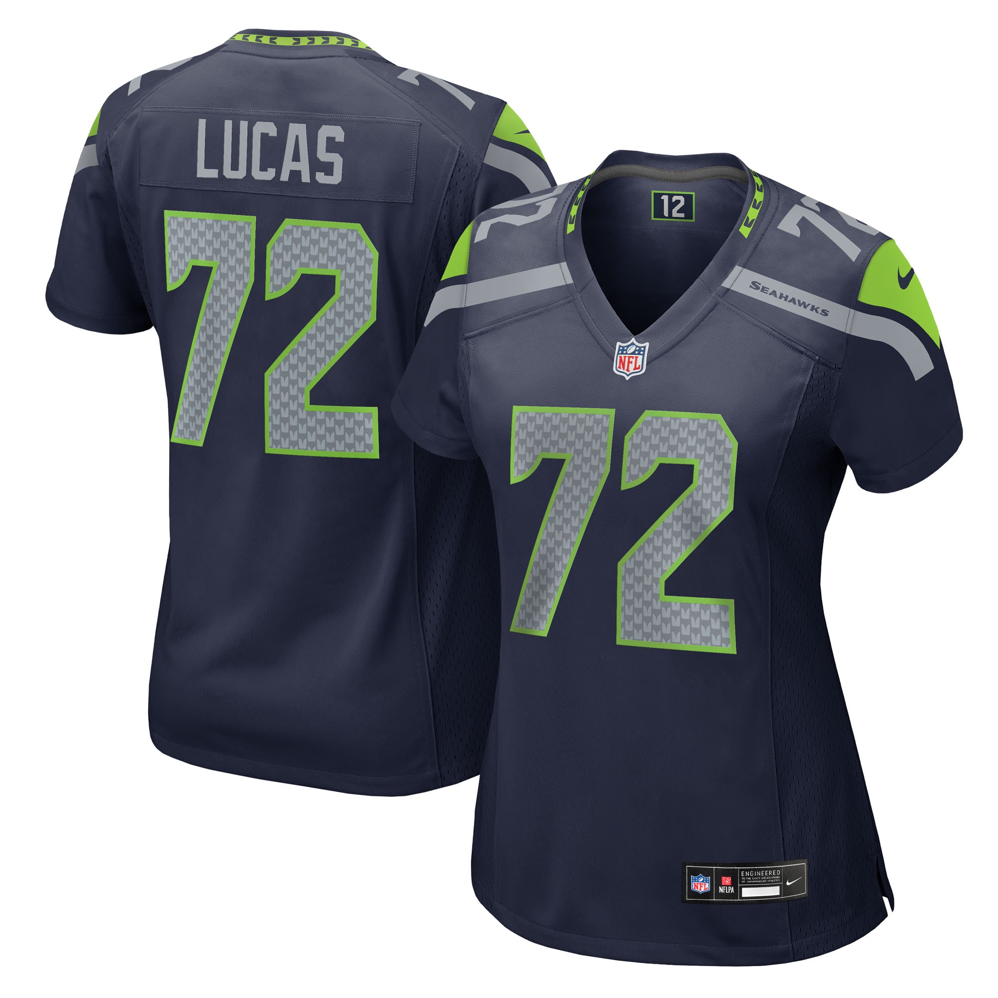 Women's Seattle Seahawks Abraham Lucas College Navy Team Game Jersey JS6875 Saliibo