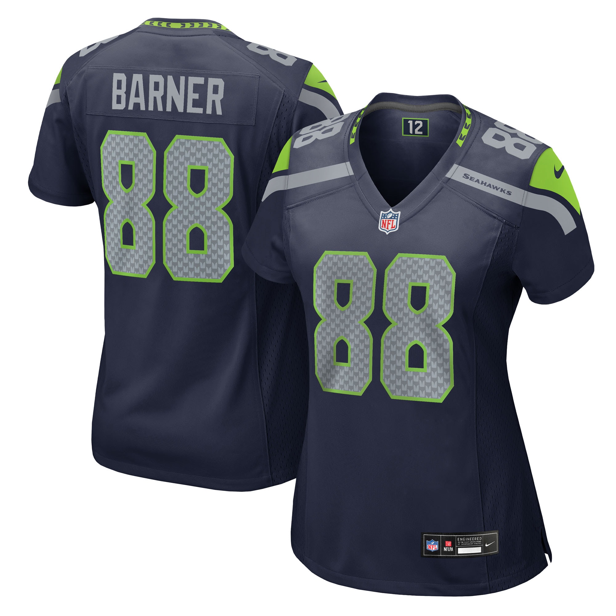 Women's Seattle Seahawks A.J. Barner Navy Team Game Jersey JS9847 Saliibo