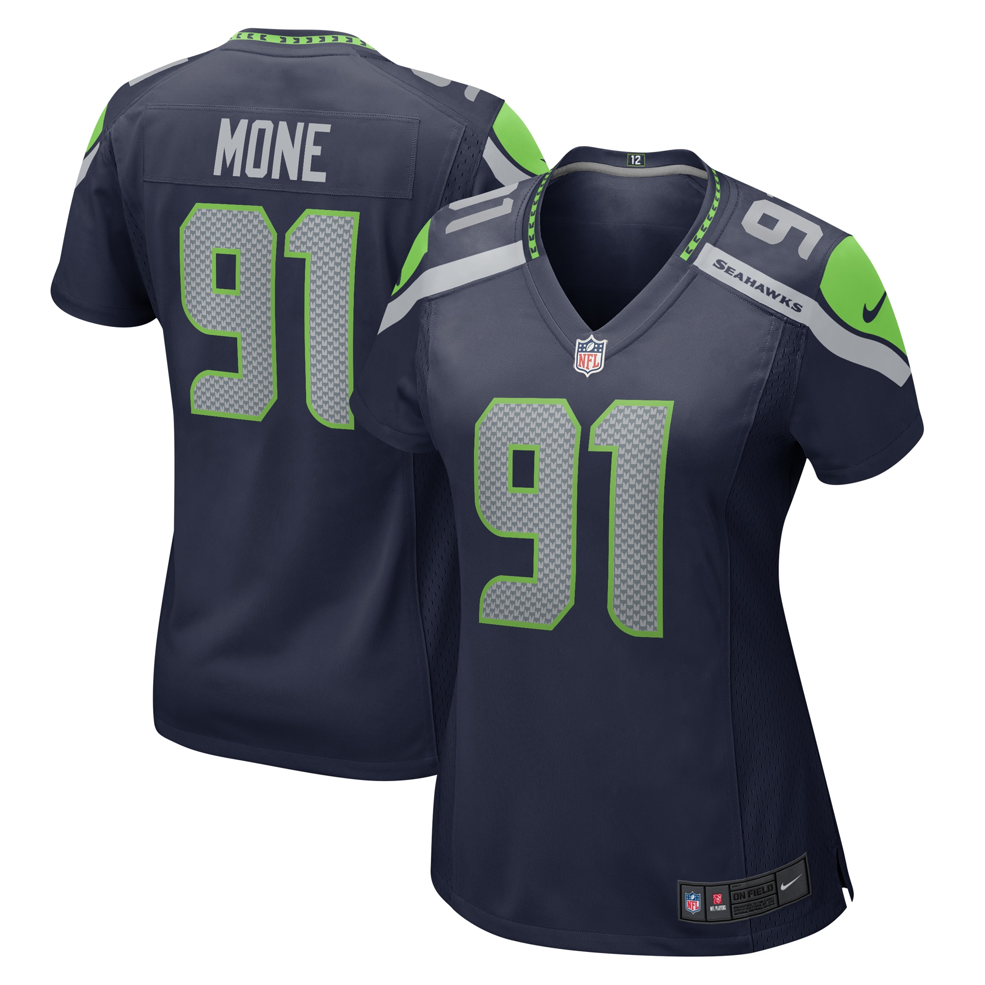 Women's Seattle Seahawks Bryan Mone College Navy Game Jersey JS6117 Saliibo