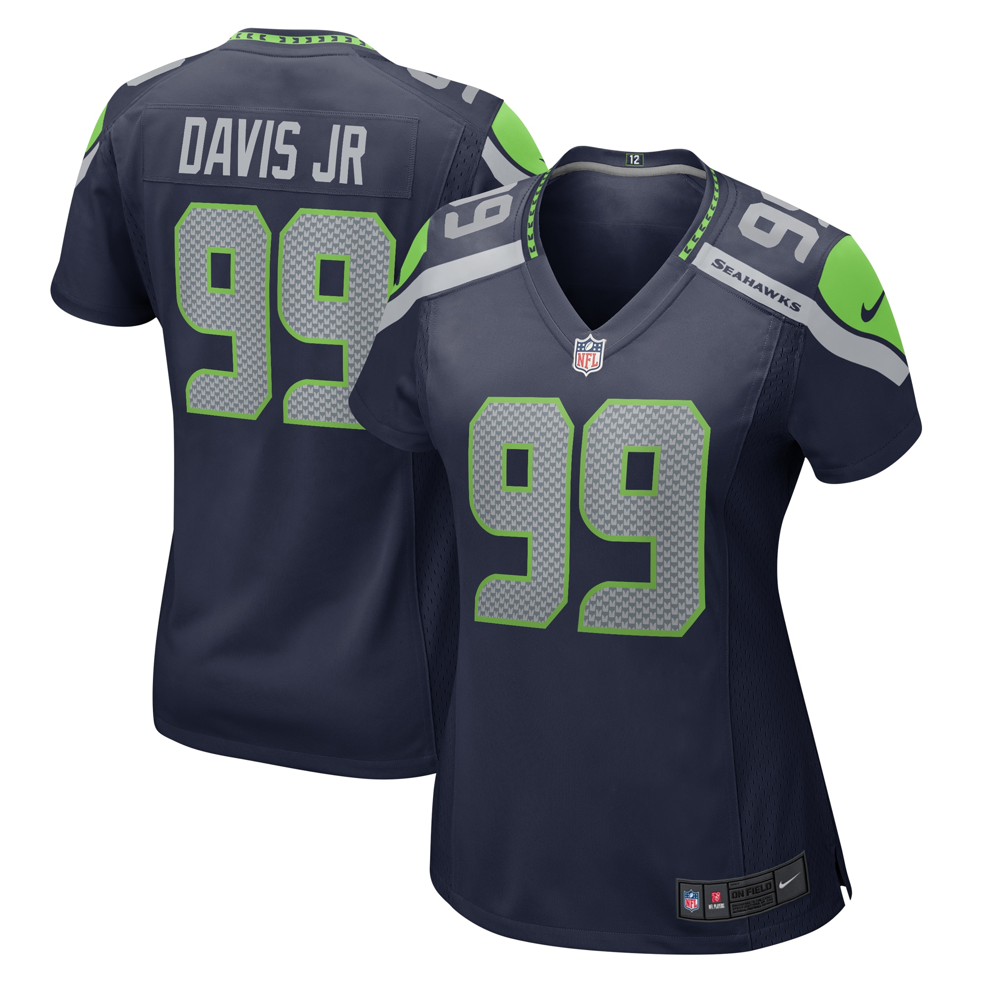 Women's Seattle Seahawks Carl Davis Jr. Navy Game Jersey JS9339 Saliibo