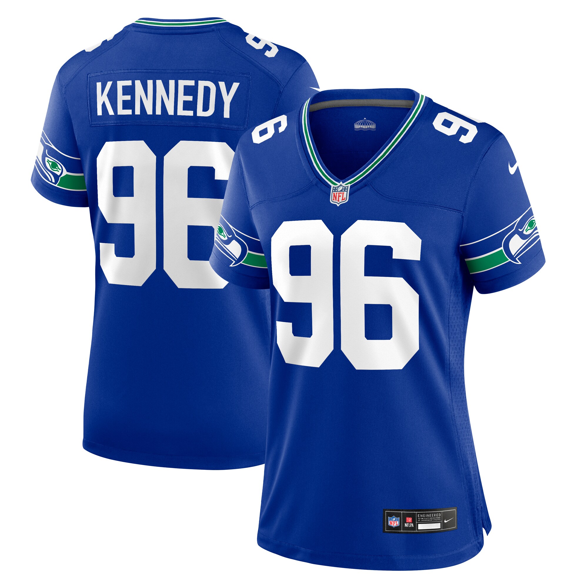 Women's Seattle Seahawks Cortez Kennedy Royal Throwback Player Game Jersey JS6122 Saliibo