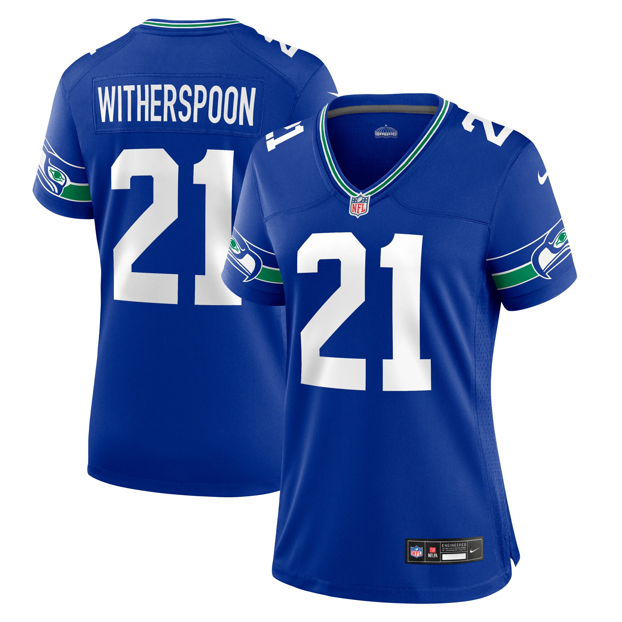 Women's Seattle Seahawks Devon Witherspoon Royal Throwback Player Game Jersey JS6791 Saliibo