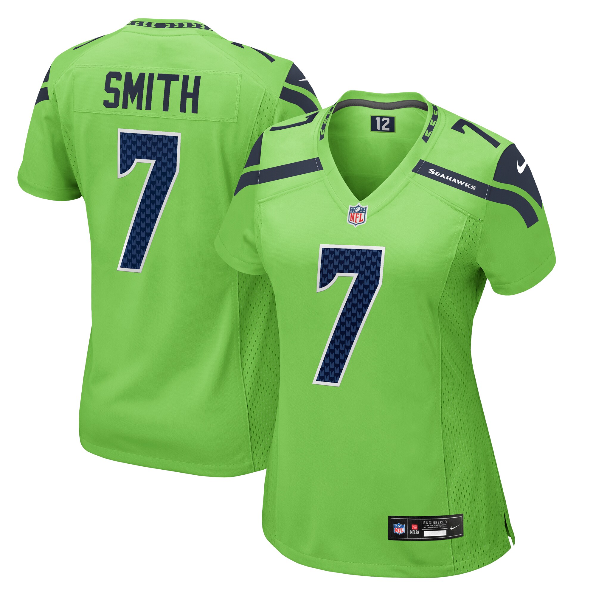 Women's Seattle Seahawks Geno Smith Neon Green Game Jersey JS3431 Saliibo