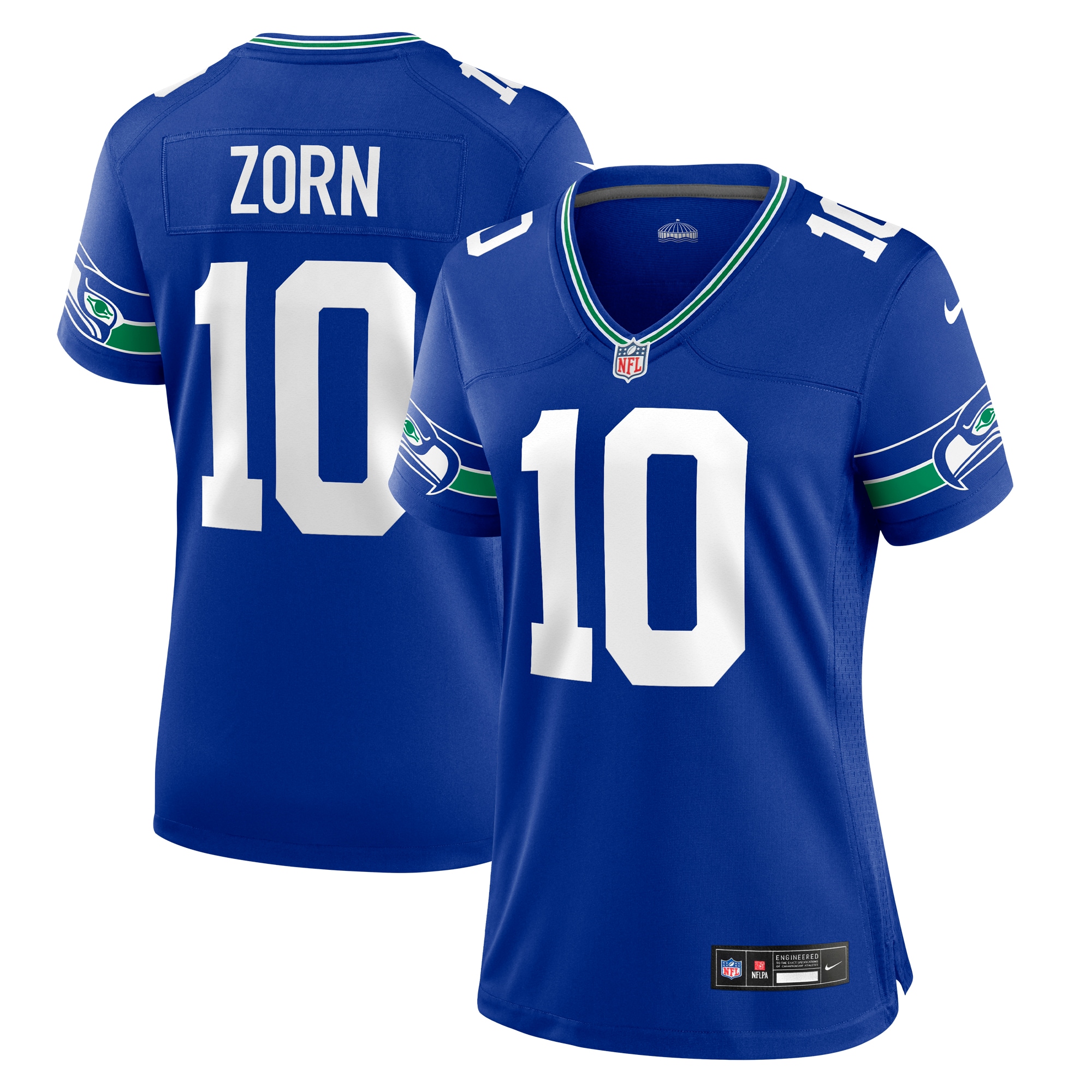 Women's Seattle Seahawks Jim Zorn Royal Throwback Retired Player Game Jersey JS2377 Saliibo