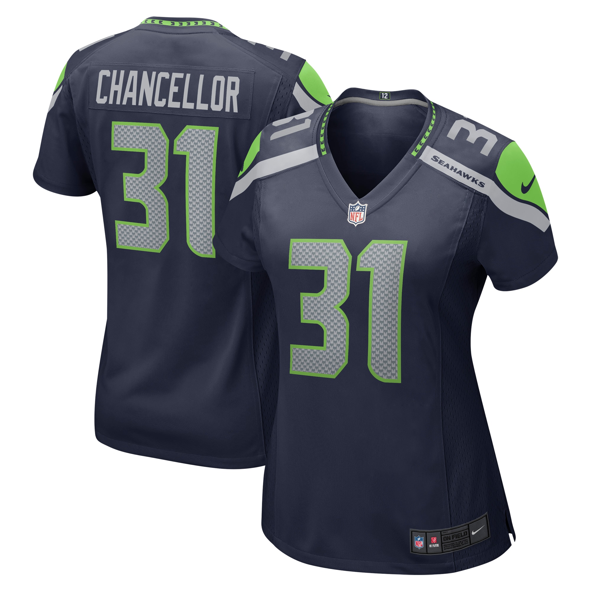 Women's Seattle Seahawks Kam Chancellor College Navy Retired Player Game Jersey JS6750 Saliibo