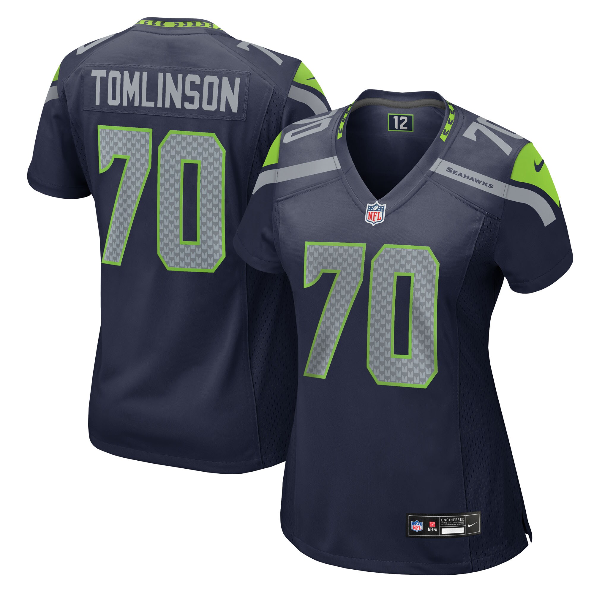 Women's Seattle Seahawks Laken Tomlinson College Navy Team Game Jersey JS2677 Saliibo