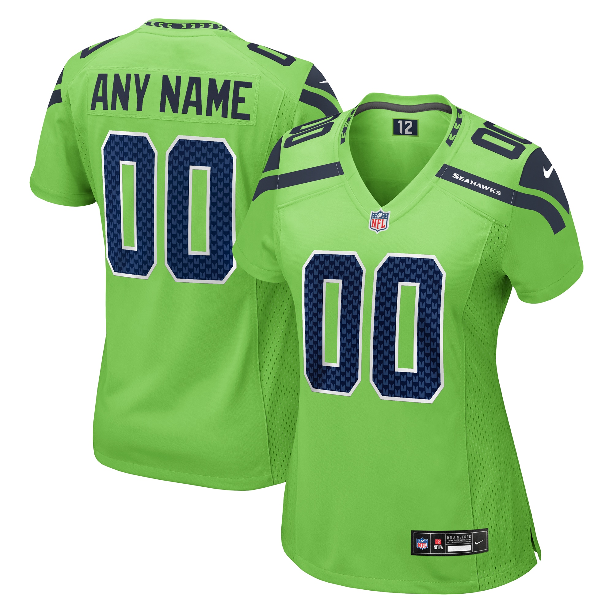 Women's Seattle Seahawks Neon Green Alternate Custom Game Jersey JS3848 Saliibo
