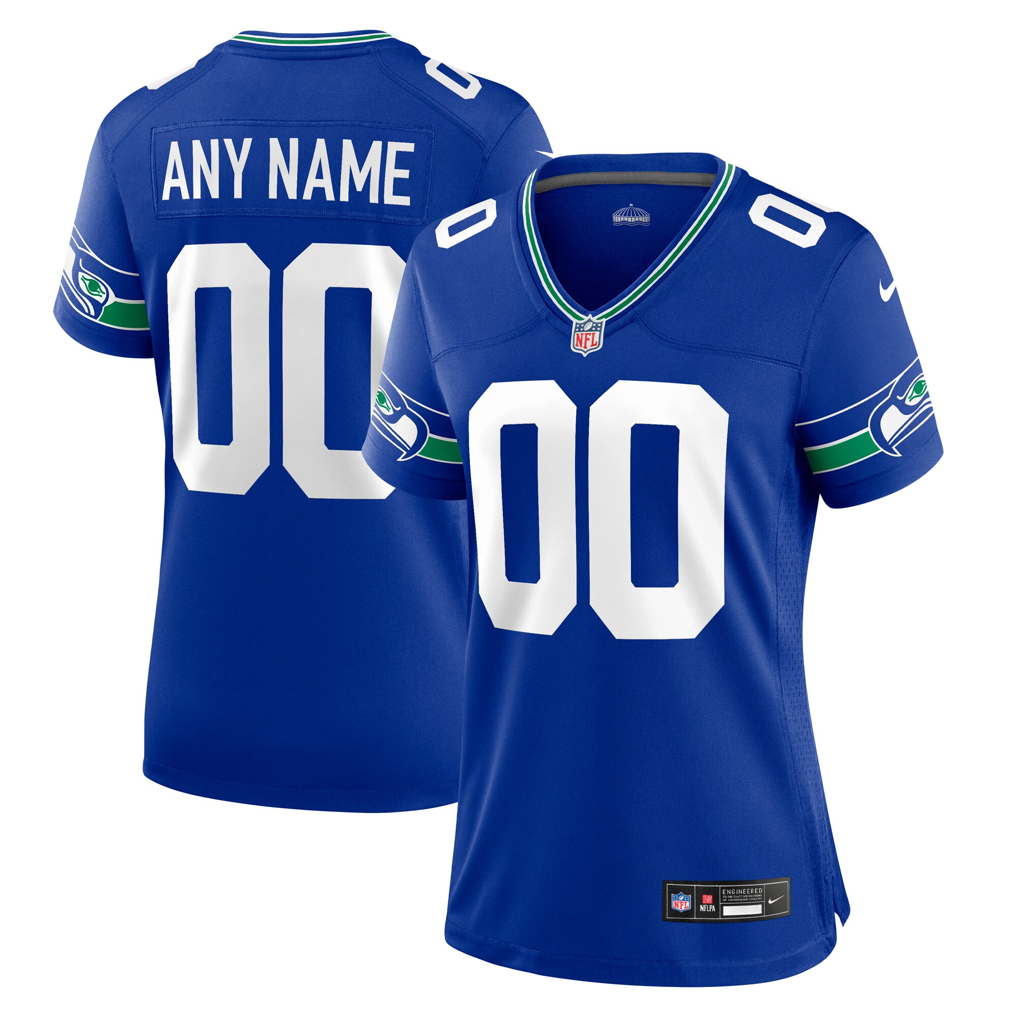 Women's Seattle Seahawks Royal Throwback Custom Jersey JS3331 Saliibo