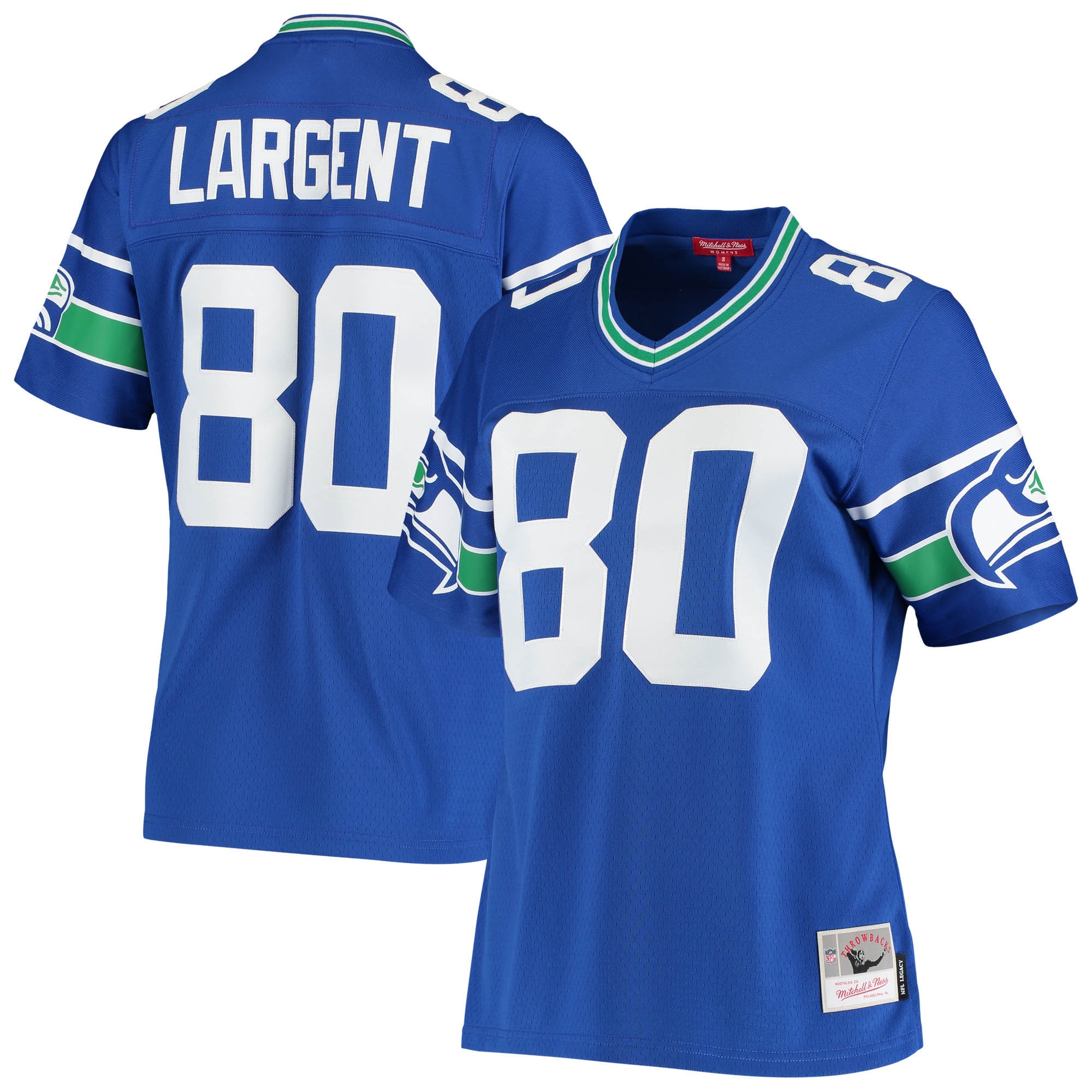 Women's Seattle Seahawks Steve Largent Mitchell & Ness Royal 1985 Legacy Jersey JS5097 Saliibo
