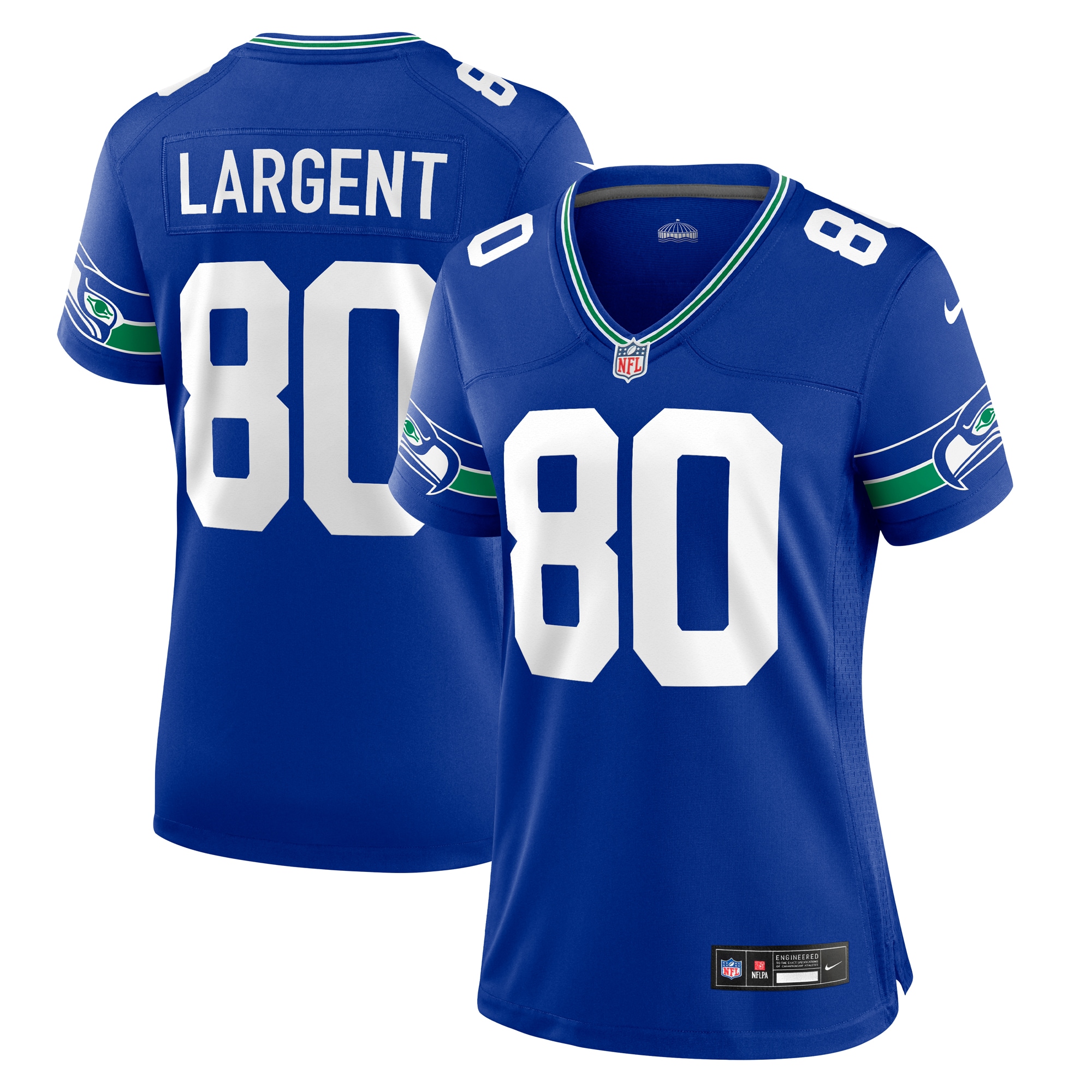 Women's Seattle Seahawks Steve Largent Royal Throwback Retired Player Game Jersey JS5934 Saliibo