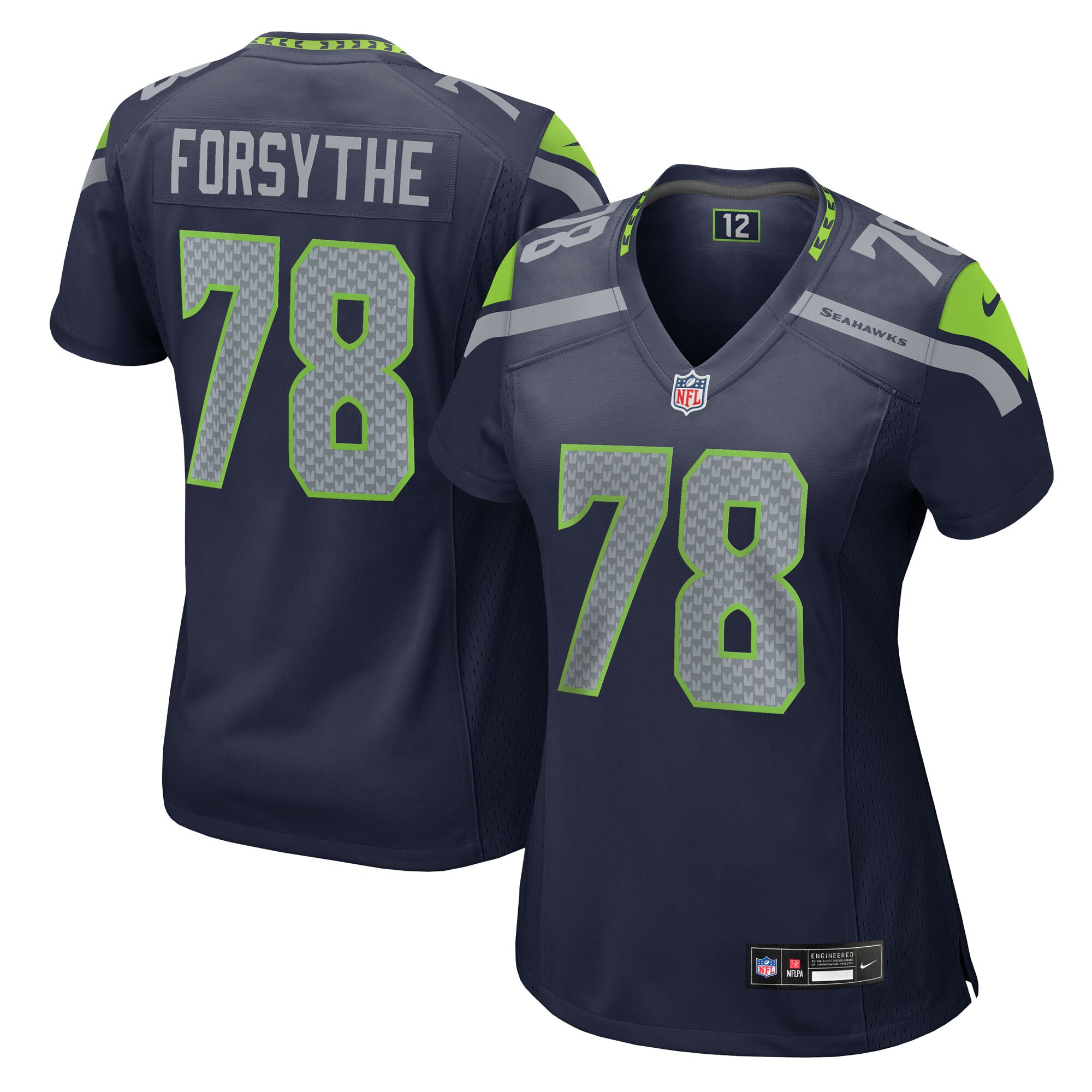 Women's Seattle Seahawks Stone Forsythe College Navy Team Game Jersey JS1664 Saliibo