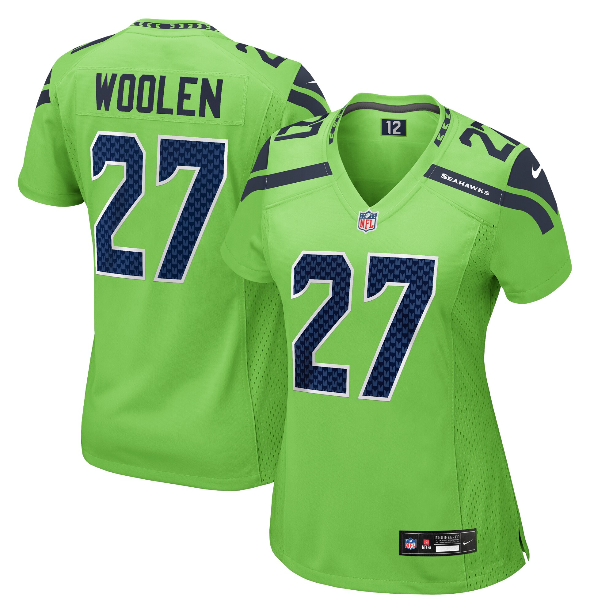 Women's Seattle Seahawks Tariq Woolen Neon Green Game Jersey JS4134 Saliibo