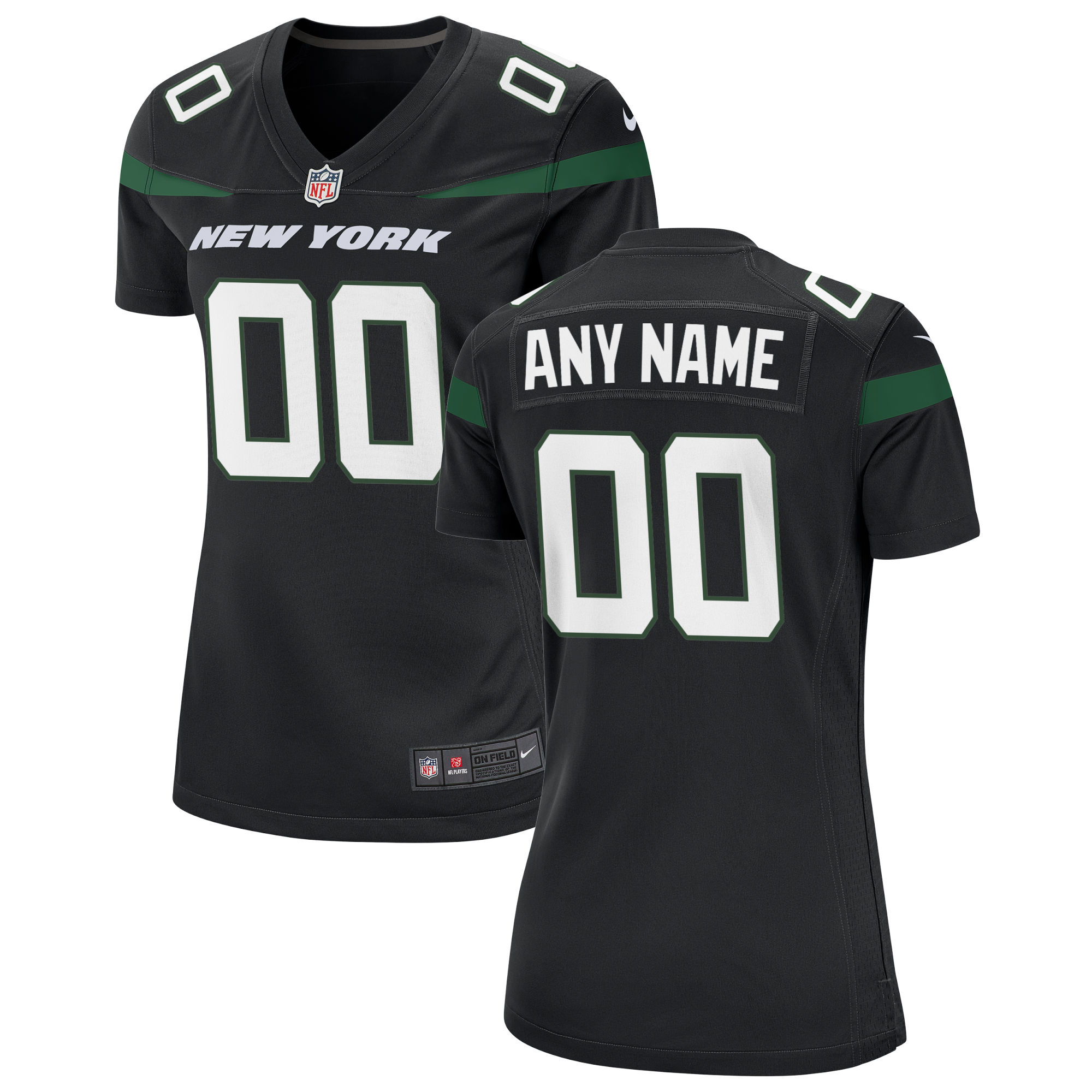 Women's Stealth Black New York Jets Alternate Custom Game Jersey JS3027 Saliibo