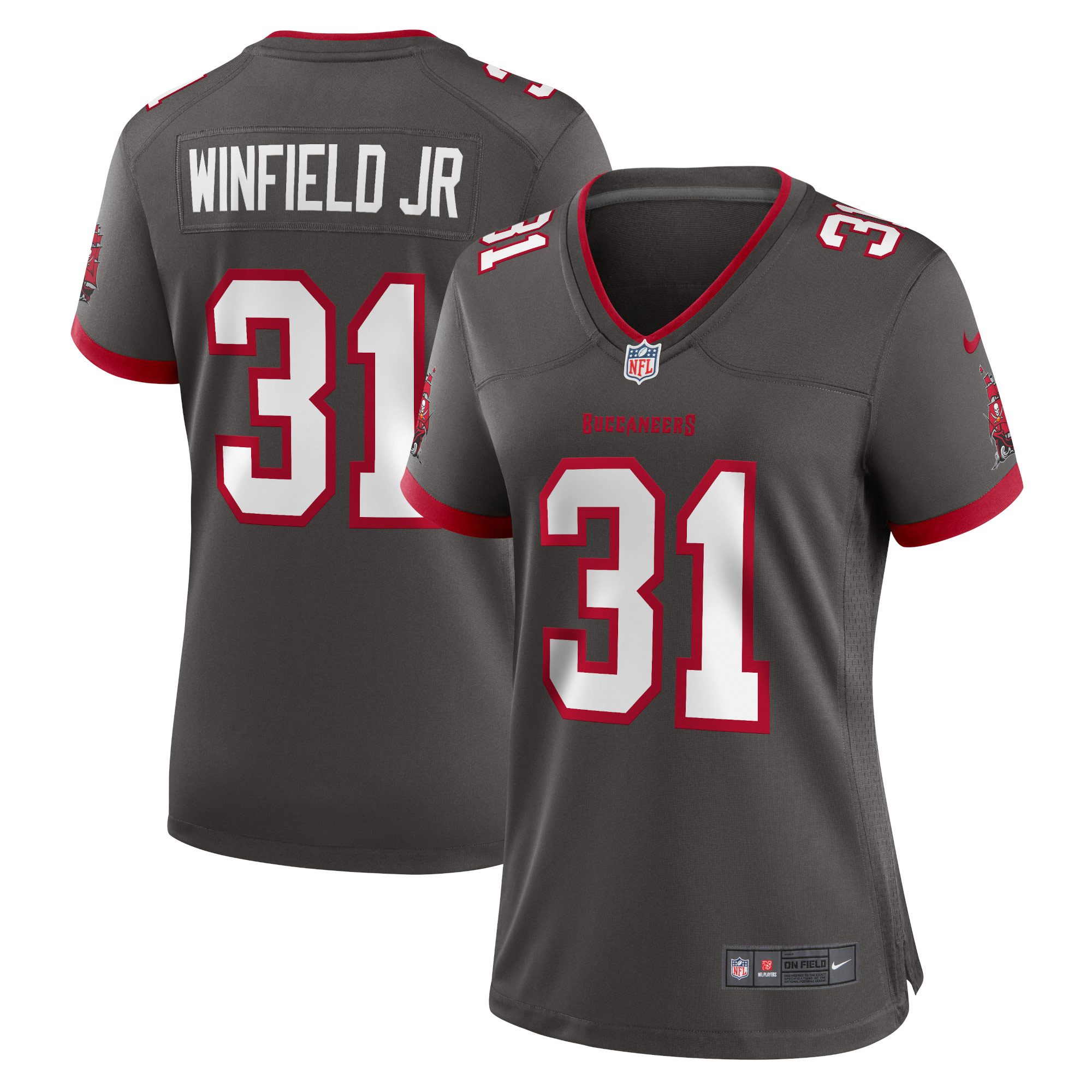 Women's Tampa Bay Buccaneers Antoine Winfield Jr. Pewter Game Jersey JS3963 Saliibo