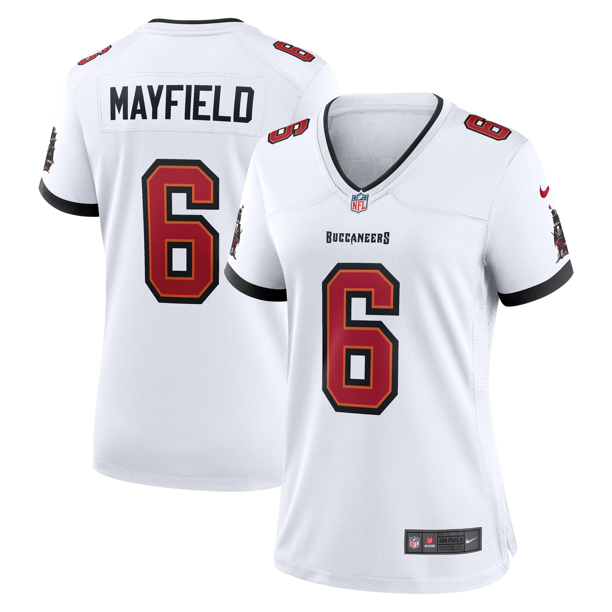 Women's Tampa Bay Buccaneers Baker Mayfield White Away Game Jersey JS3621 Saliibo