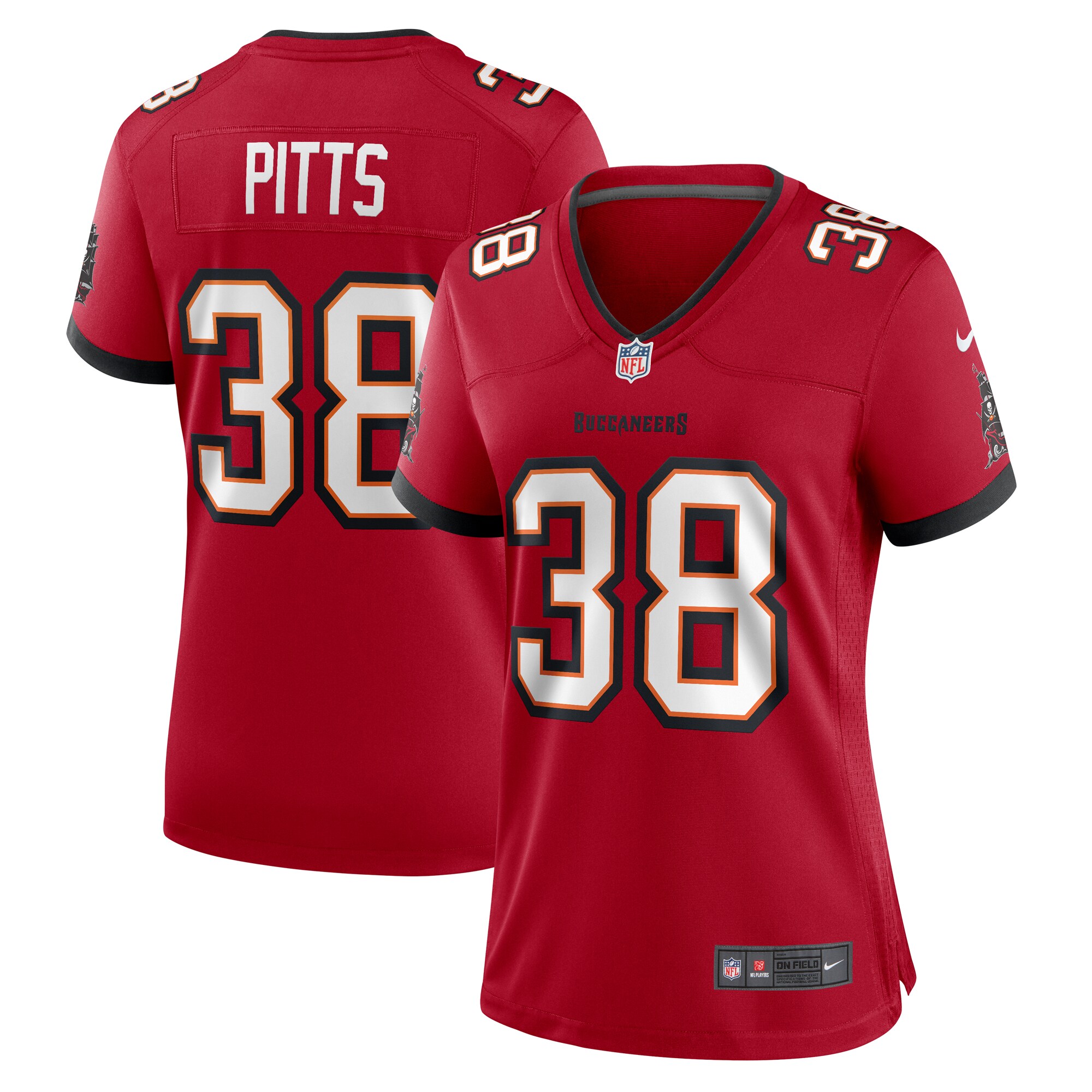 Women's Tampa Bay Buccaneers Derrek Pitts Red Game Jersey JS7859 Saliibo
