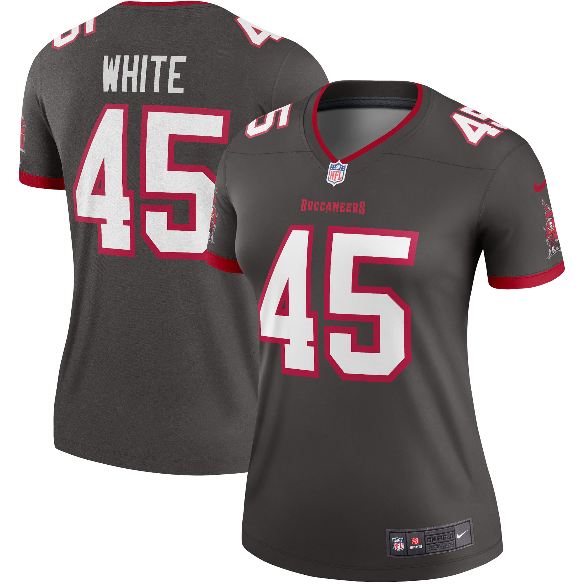 Women's Tampa Bay Buccaneers Devin White Pewter Alternate Legend Player Performance Top JS7596 Saliibo