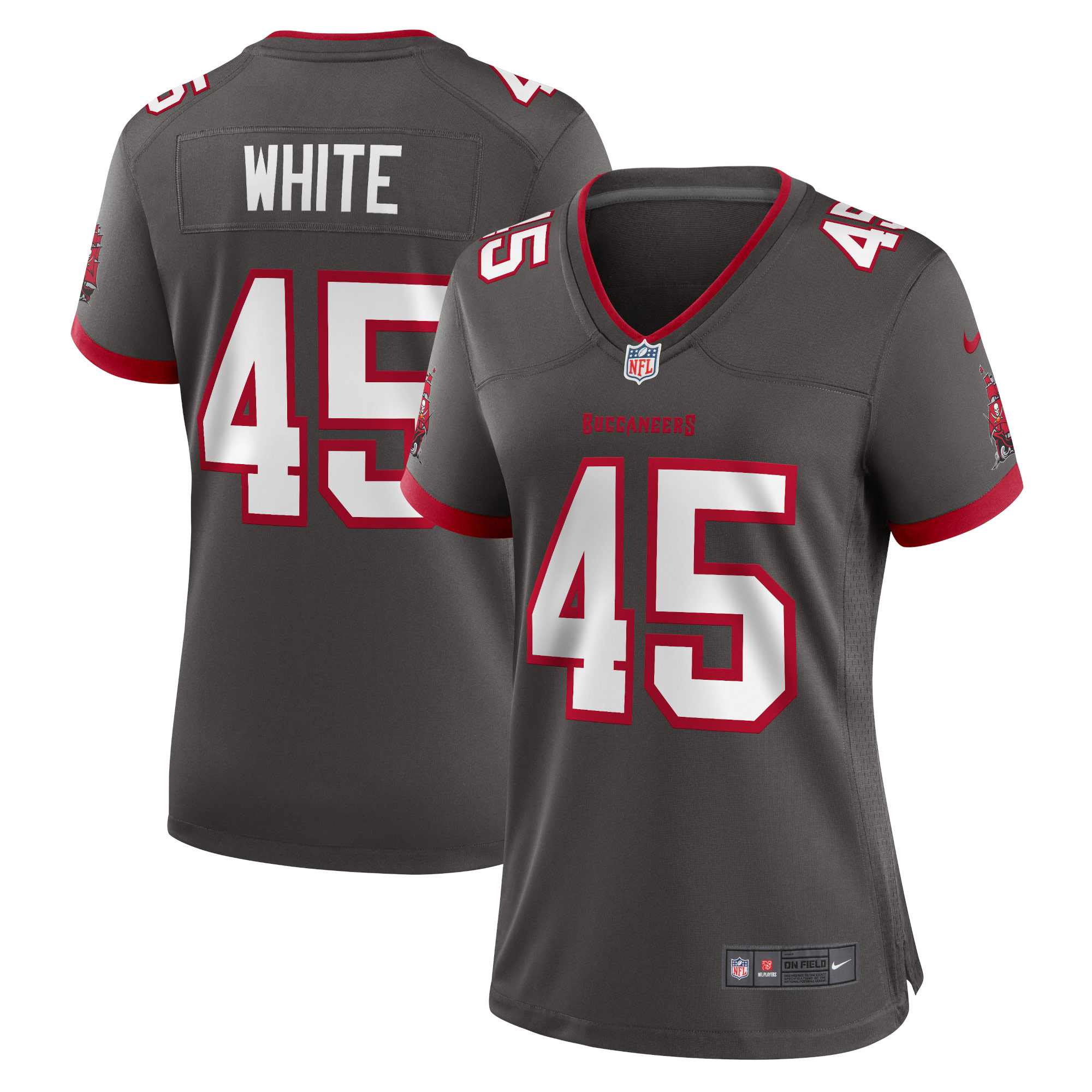 Women's Tampa Bay Buccaneers Devin White Pewter Game Jersey JS3029 Saliibo