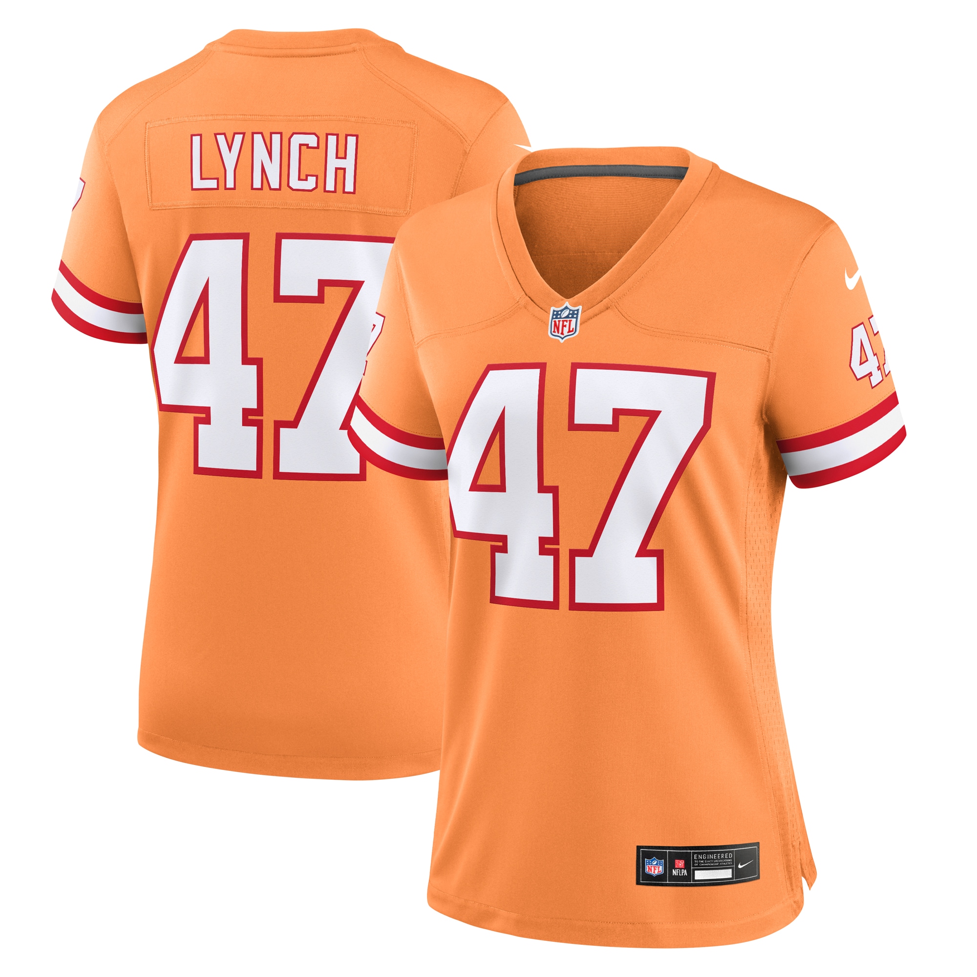 Women's Tampa Bay Buccaneers John Lynch Orange Throwback Game Jersey JS6679 Saliibo