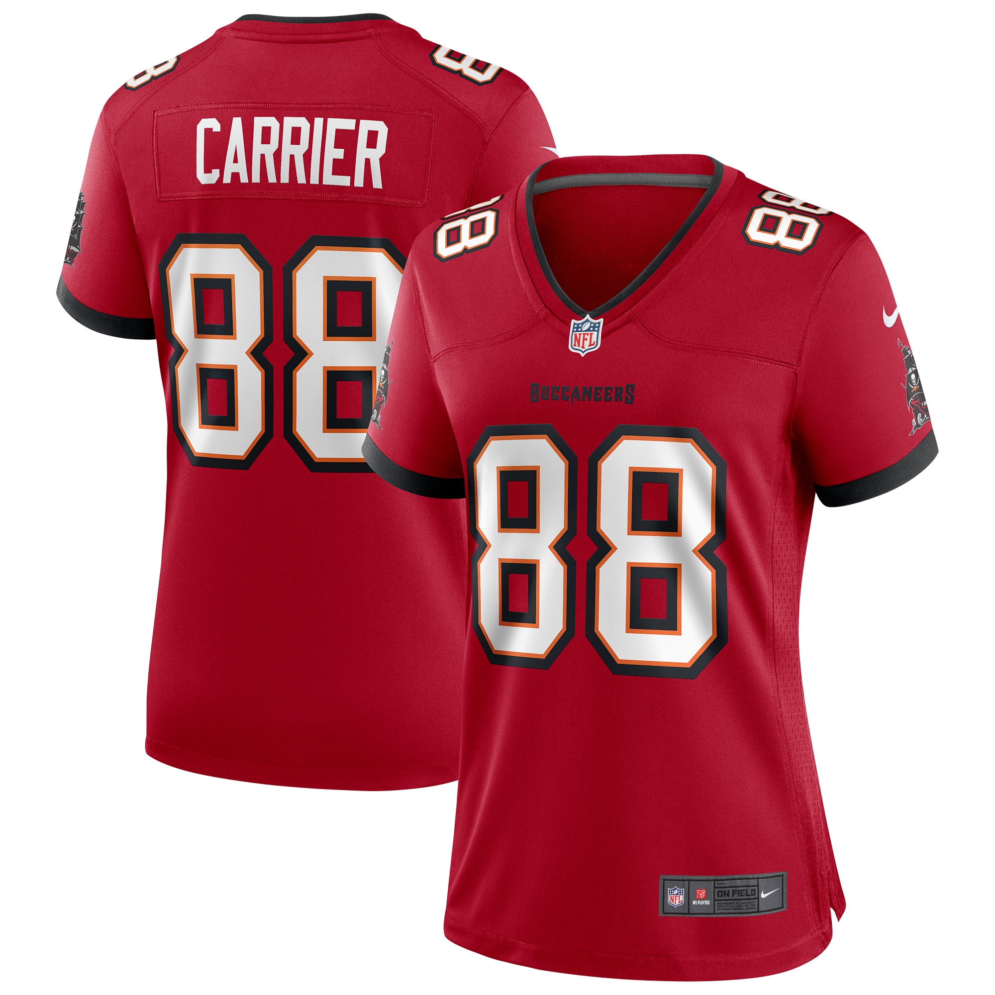 Women's Tampa Bay Buccaneers Mark Carrier Red Game Retired Player Jersey JS4062 Saliibo