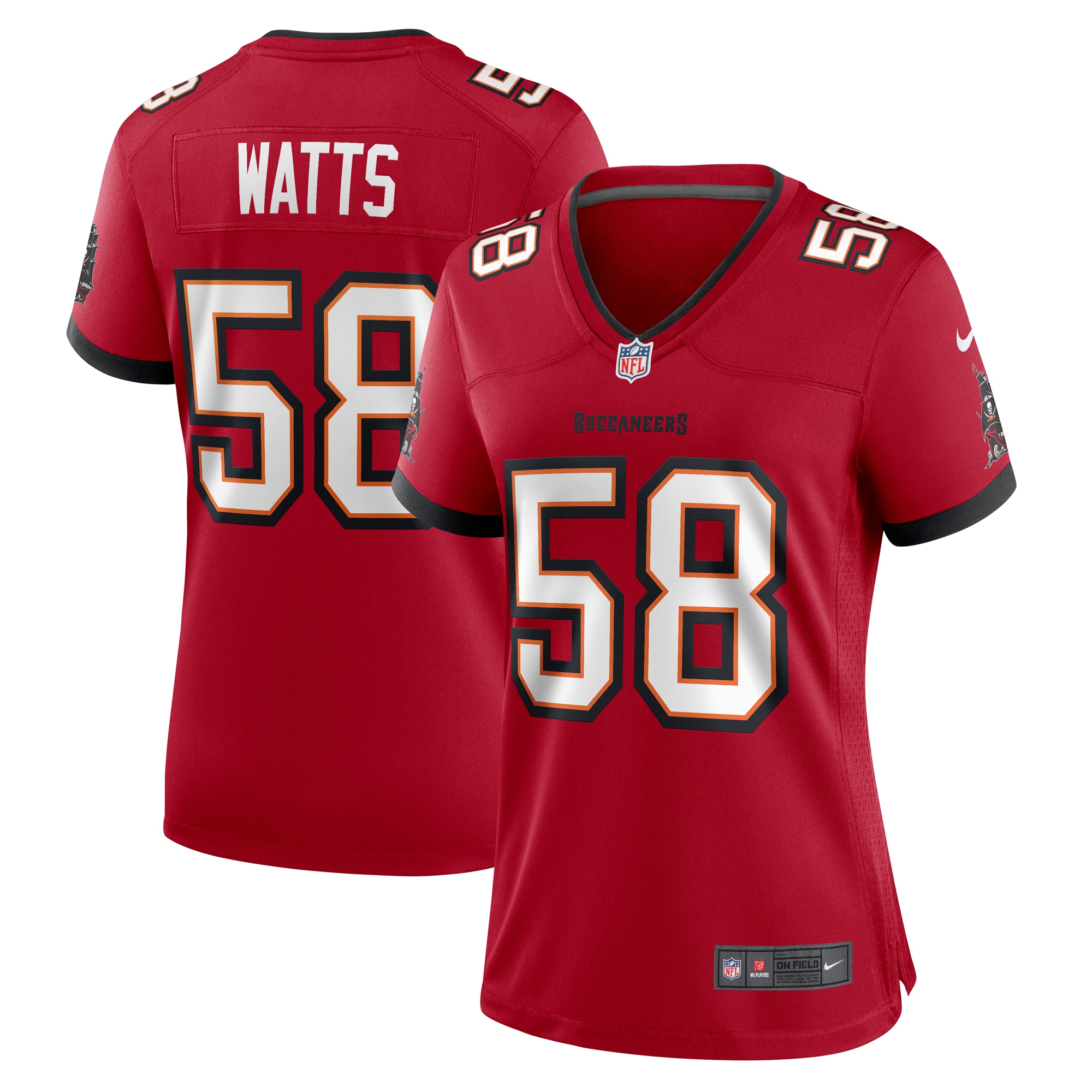 Women's Tampa Bay Buccaneers Markees Watts Red Game Jersey JS8619 Saliibo