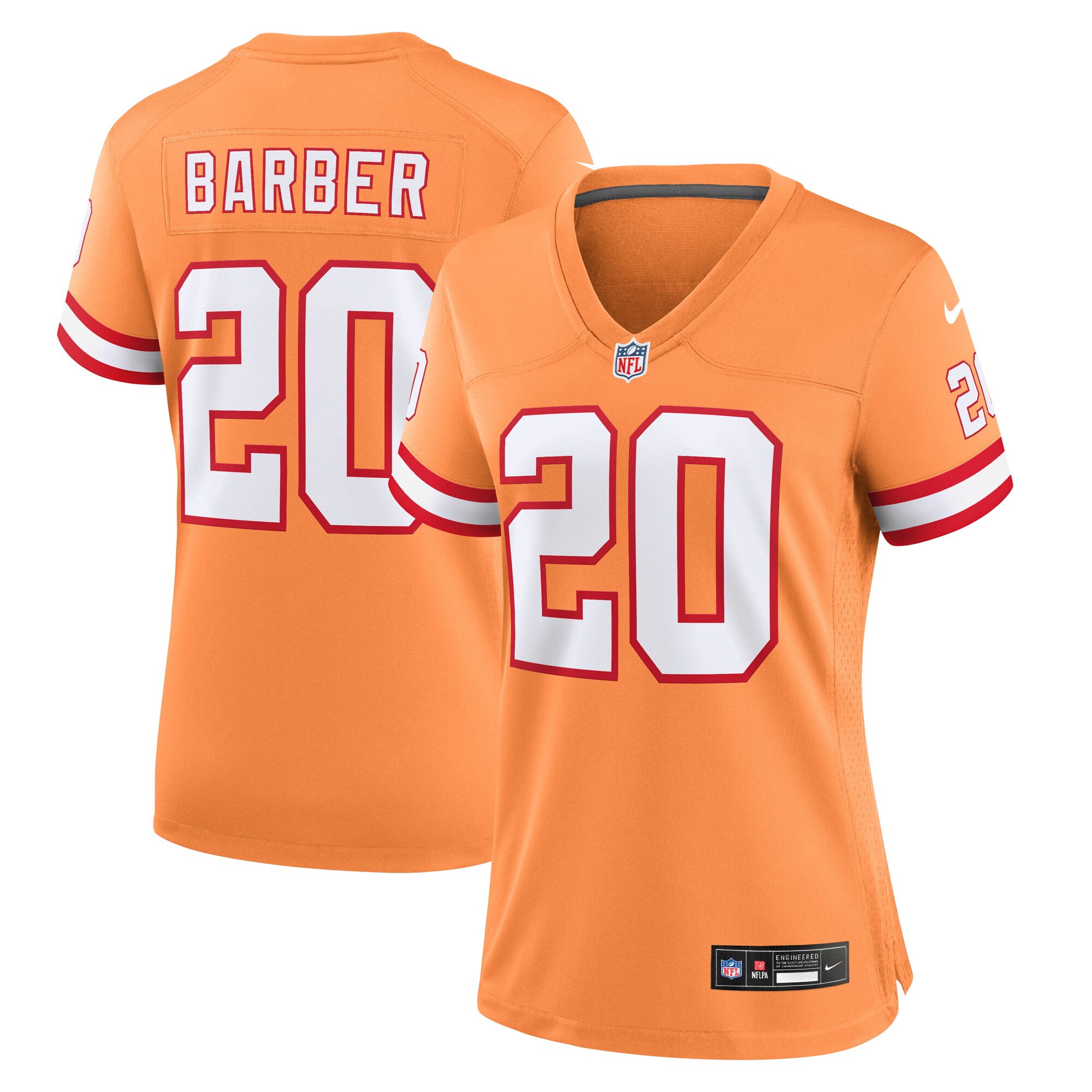 Women's Tampa Bay Buccaneers Ronde Barber Orange Throwback Game Jersey JS4548 Saliibo