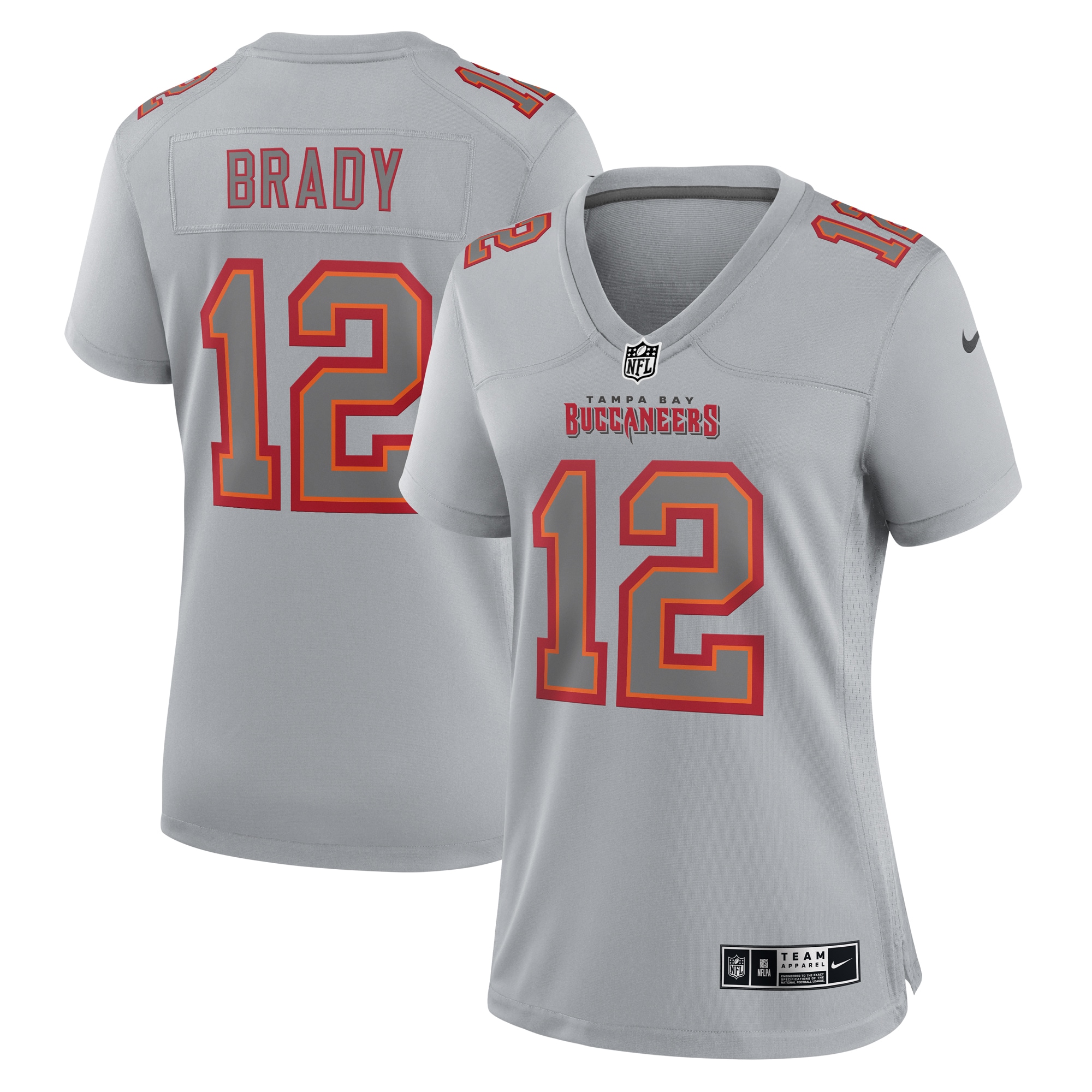 Women's Tampa Bay Buccaneers Tom Brady Gray Atmosphere Fashion Game Jersey JS8391 Saliibo
