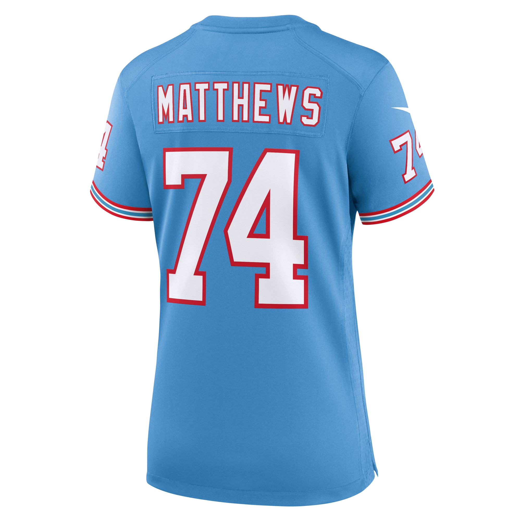 Women's Tennessee Titans Bruce Matthews Light Blue Oilers Throwback Retired Player Game Jersey JS5746 Saliibo - Image 3