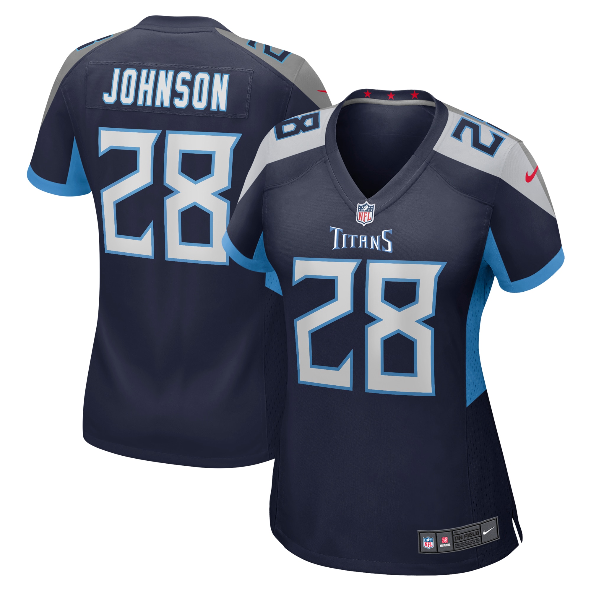 Women's Tennessee Titans Chris Johnson Navy Retired Player Game Jersey JS4183 Saliibo