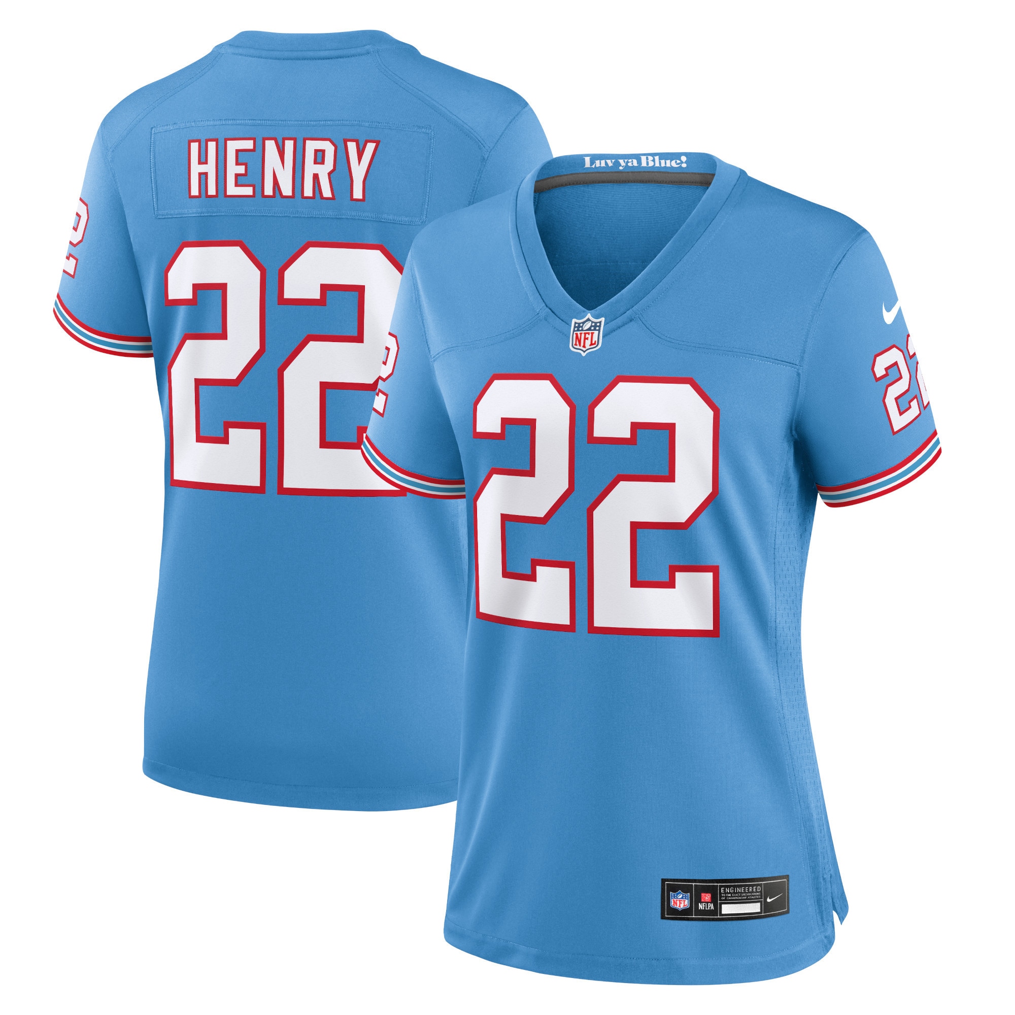 Women's Tennessee Titans Derrick Henry Light Blue Player Jersey JS6696 Saliibo