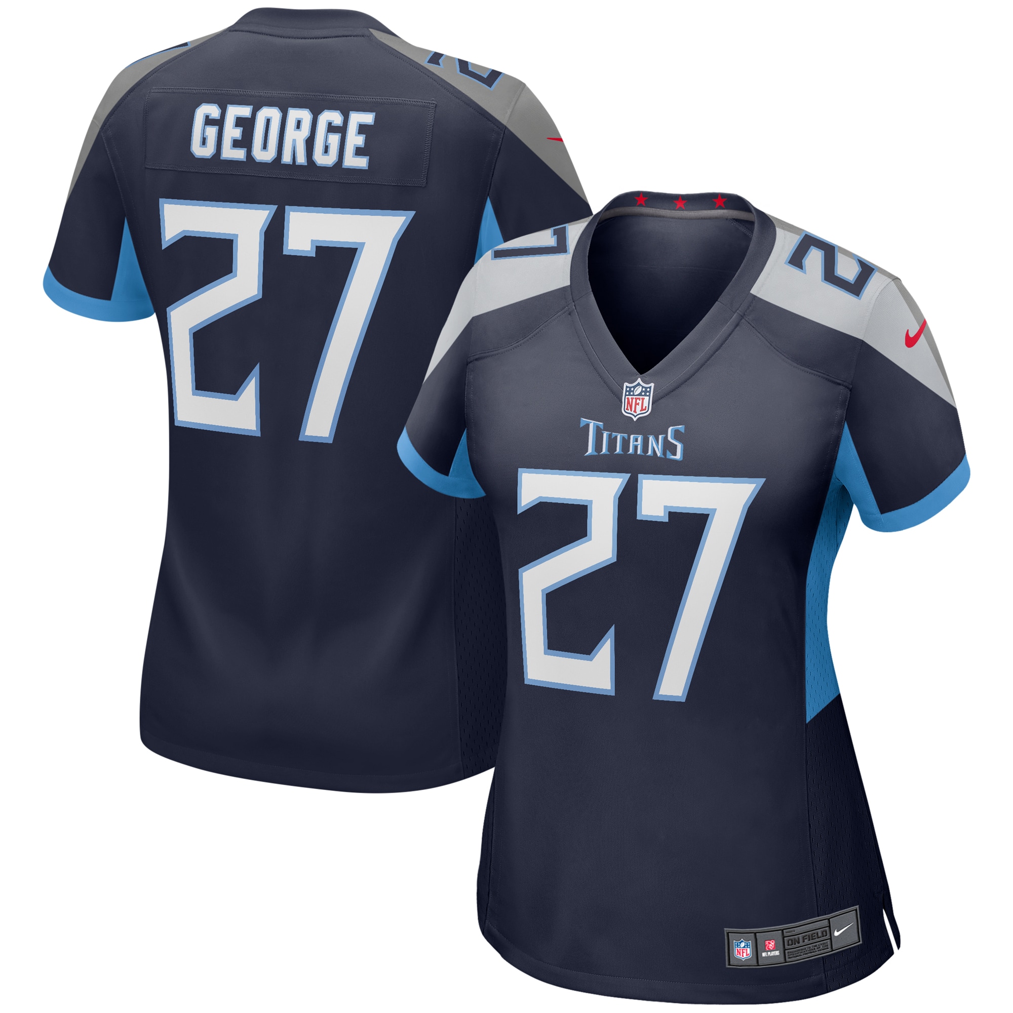 Women's Tennessee Titans Eddie George Navy Game Retired Player Jersey JS5496 Saliibo
