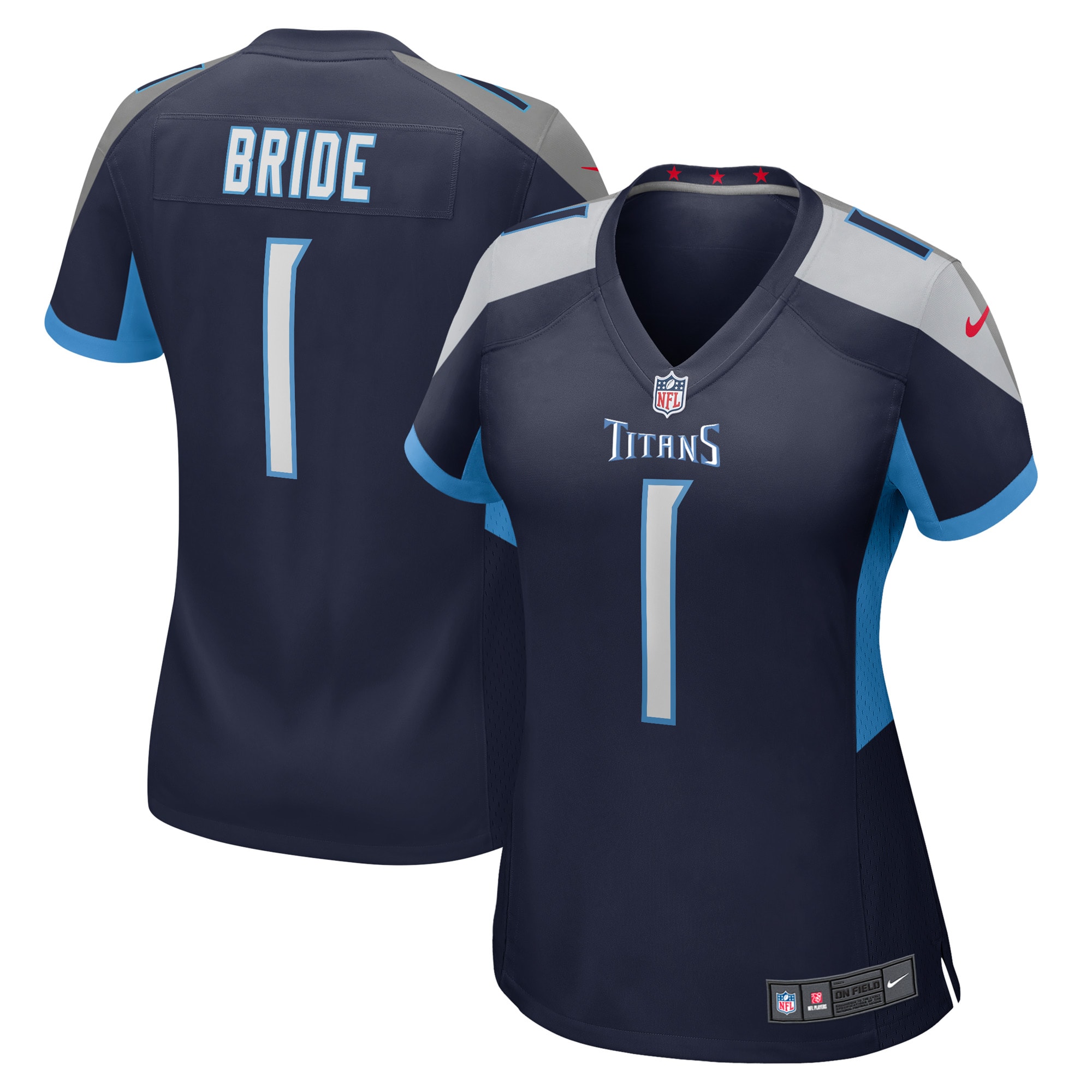 Women's Tennessee Titans Number 1 Bride Navy Game Jersey JS4528 Saliibo