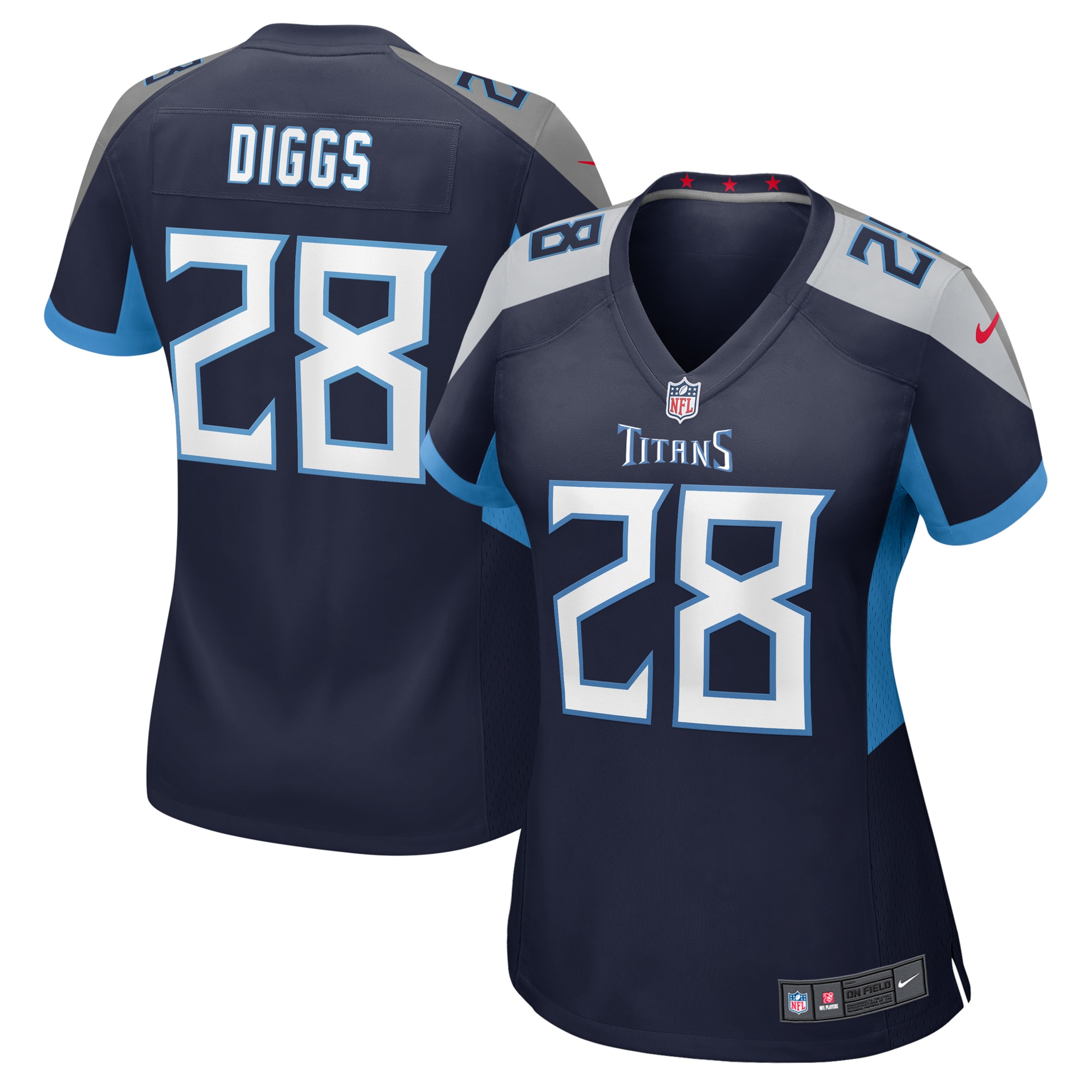 Women's Tennessee Titans Quandre Diggs Navy Game Jersey JS2375 Saliibo