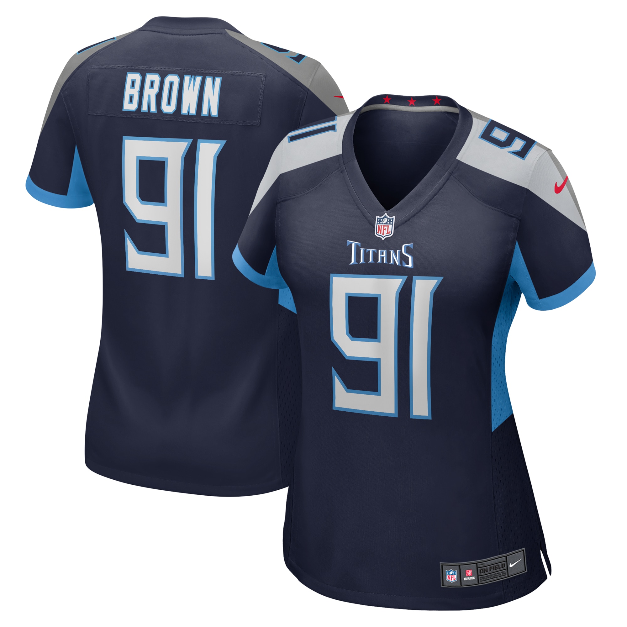 Women's Tennessee Titans Shakel Brown Navy Game Jersey JS4904 Saliibo