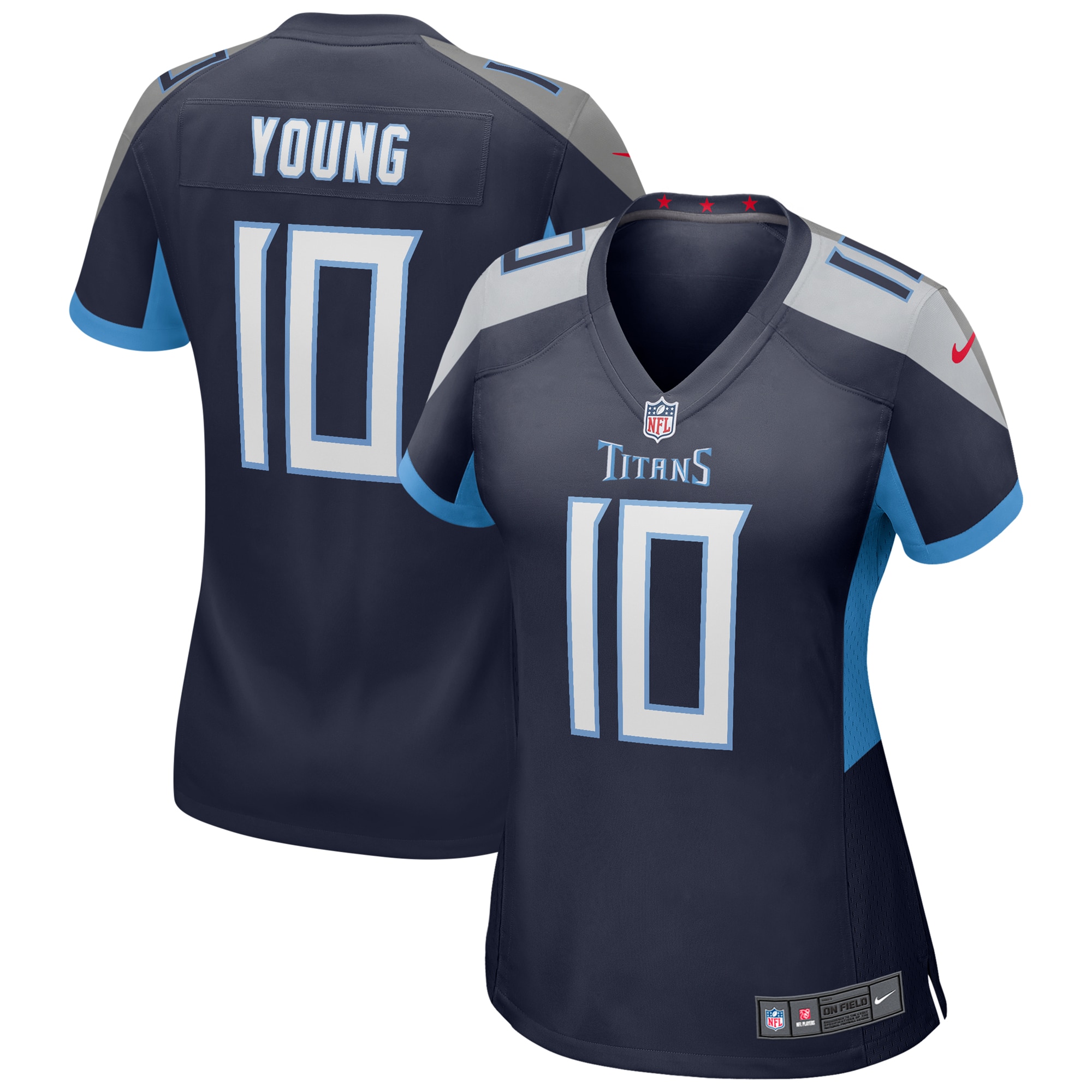 Women's Tennessee Titans Vince Young Navy Game Retired Player Jersey JS9993 Saliibo