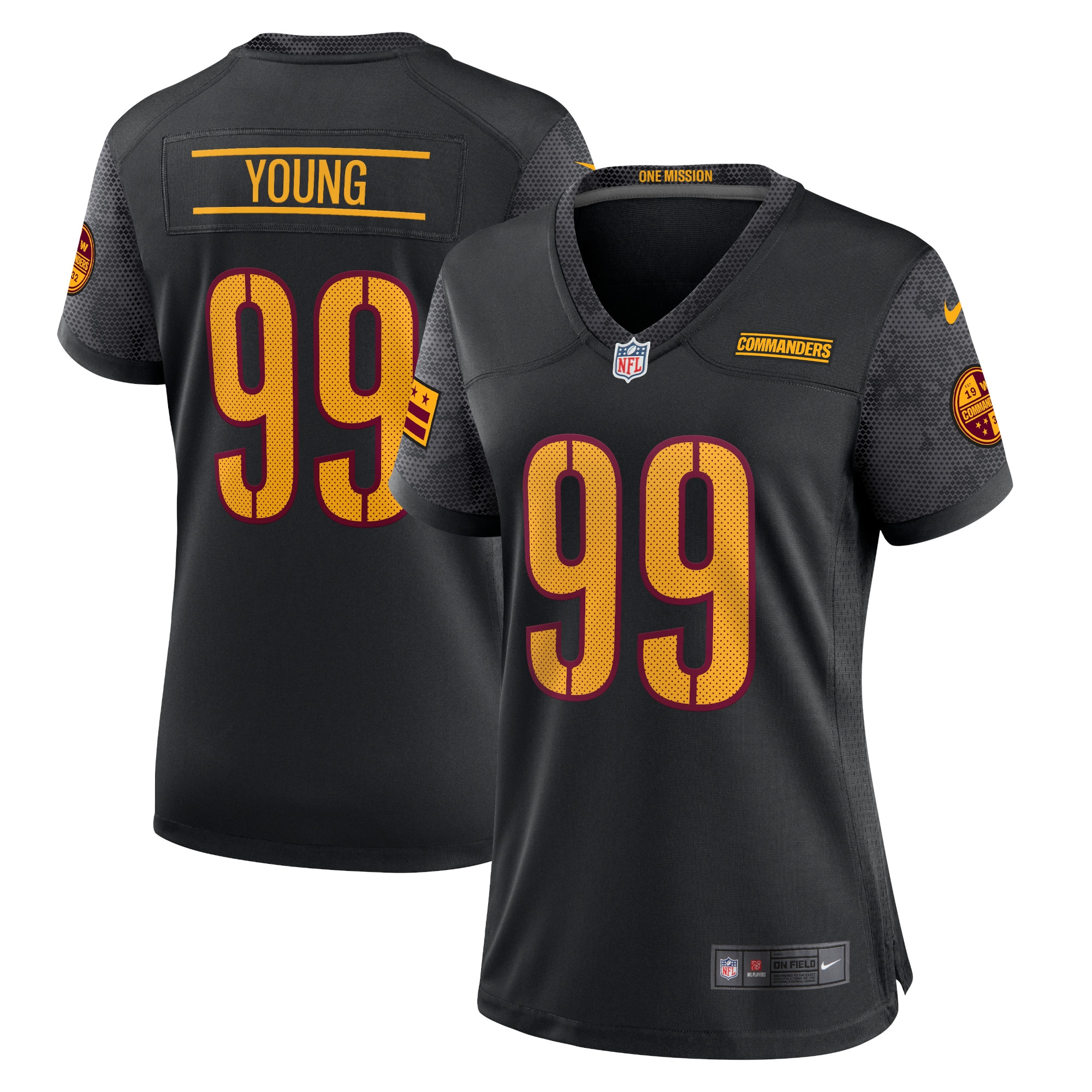 Women's Washington Commanders Chase Young Black Player Jersey JS3689 Saliibo