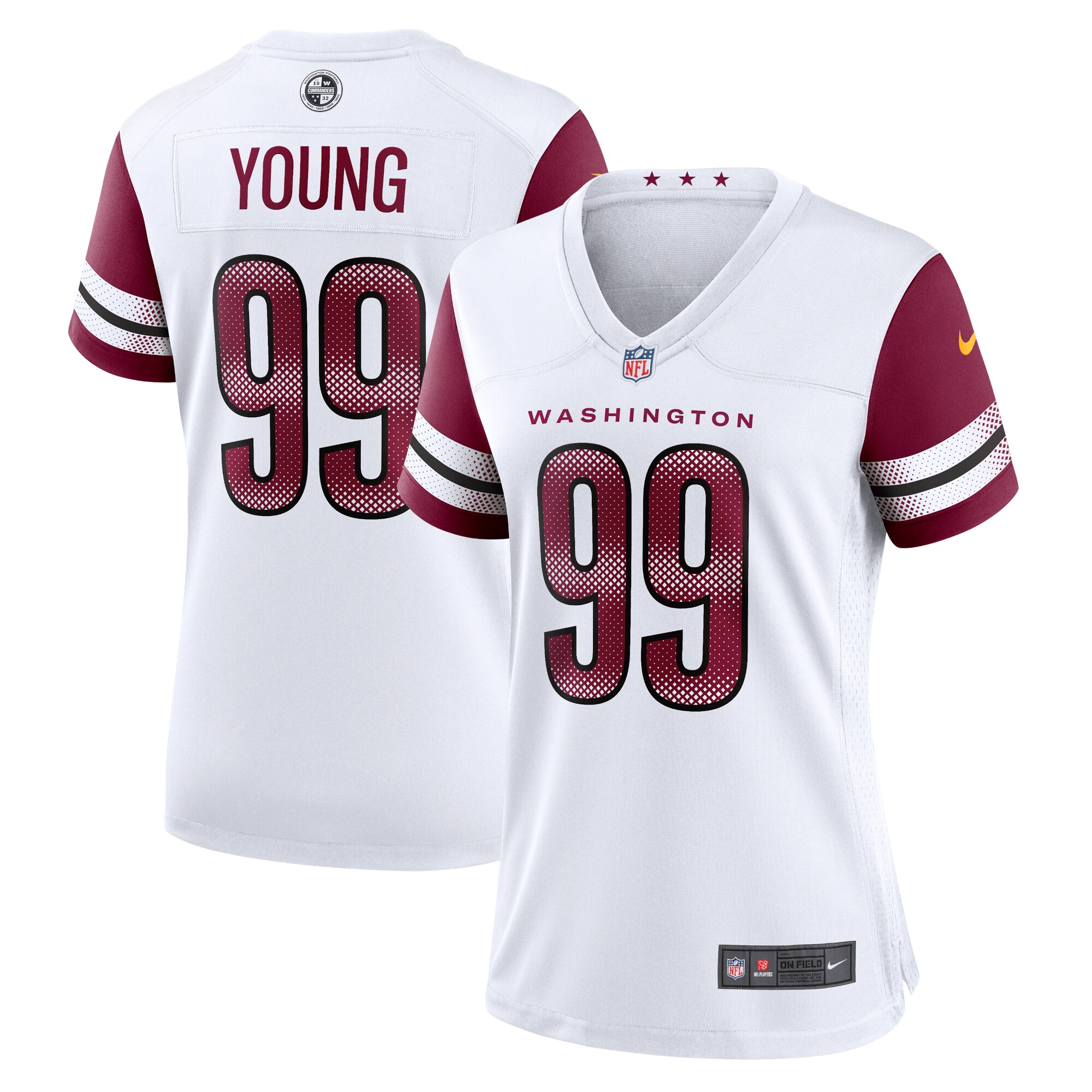 Women's Washington Commanders Chase Young White Player Jersey JS3069 Saliibo