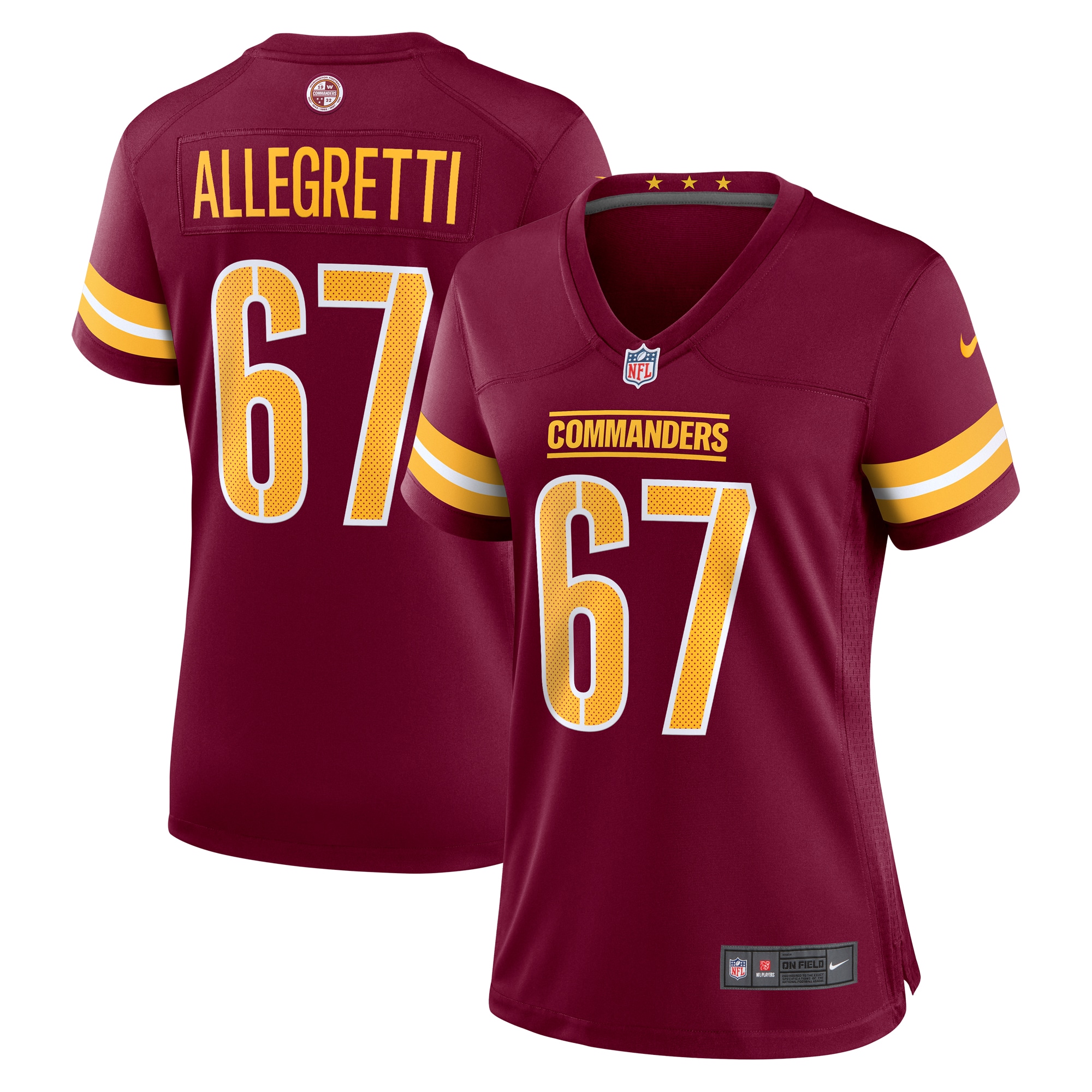 Women's Washington Commanders Nick Allegretti Burgundy Game Jersey JS4236 Saliibo