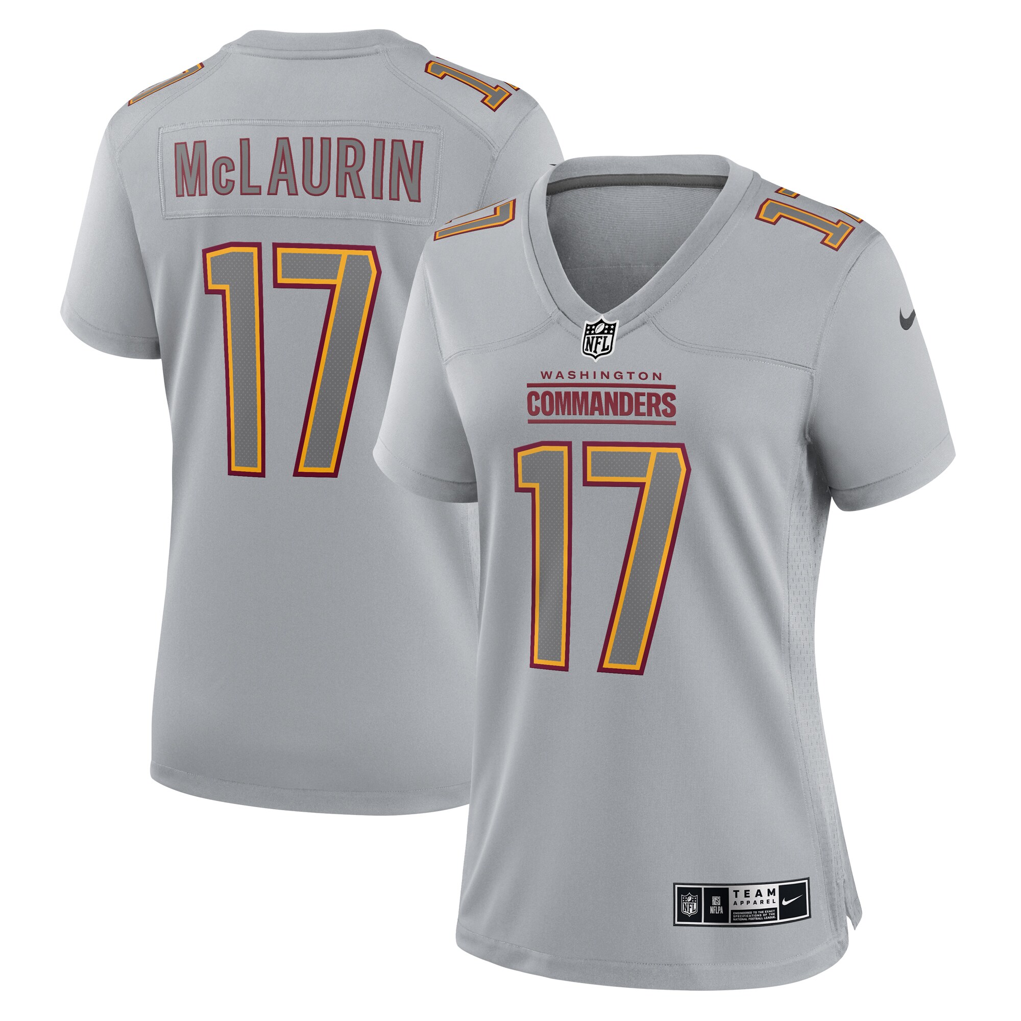 Women's Washington Commanders Terry McLaurin Gray Atmosphere Fashion Game Jersey JS2576 Saliibo