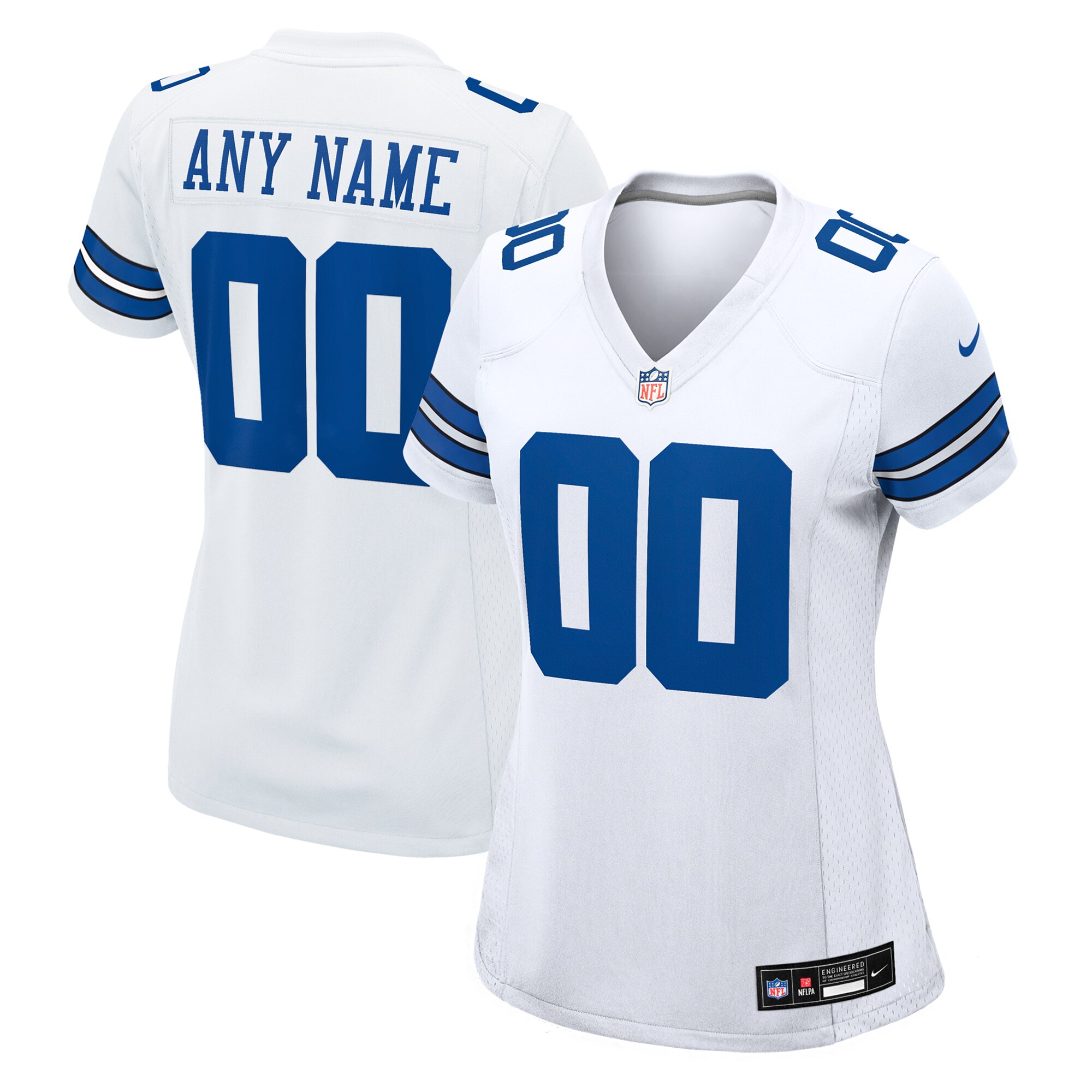 Women's White Dallas Cowboys Custom Game Jersey JS8822 Saliibo