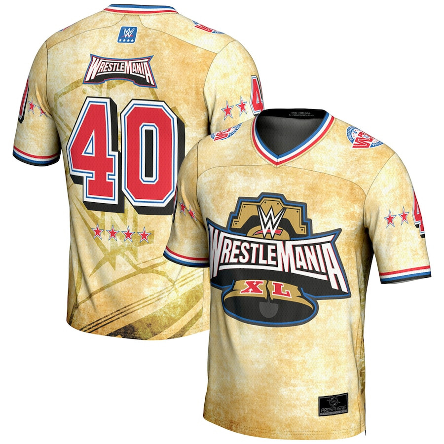 WrestleMania 40 Football Jersey All Over Printed - Men Yellow JS3415 Saliibo