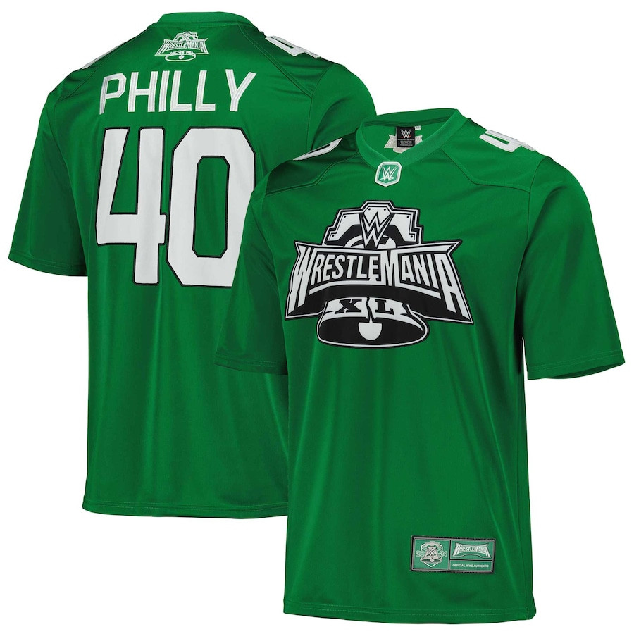 WrestleMania 40 Replica Football Jersey Graphics Pattern - Green/White JS7460 Saliibo