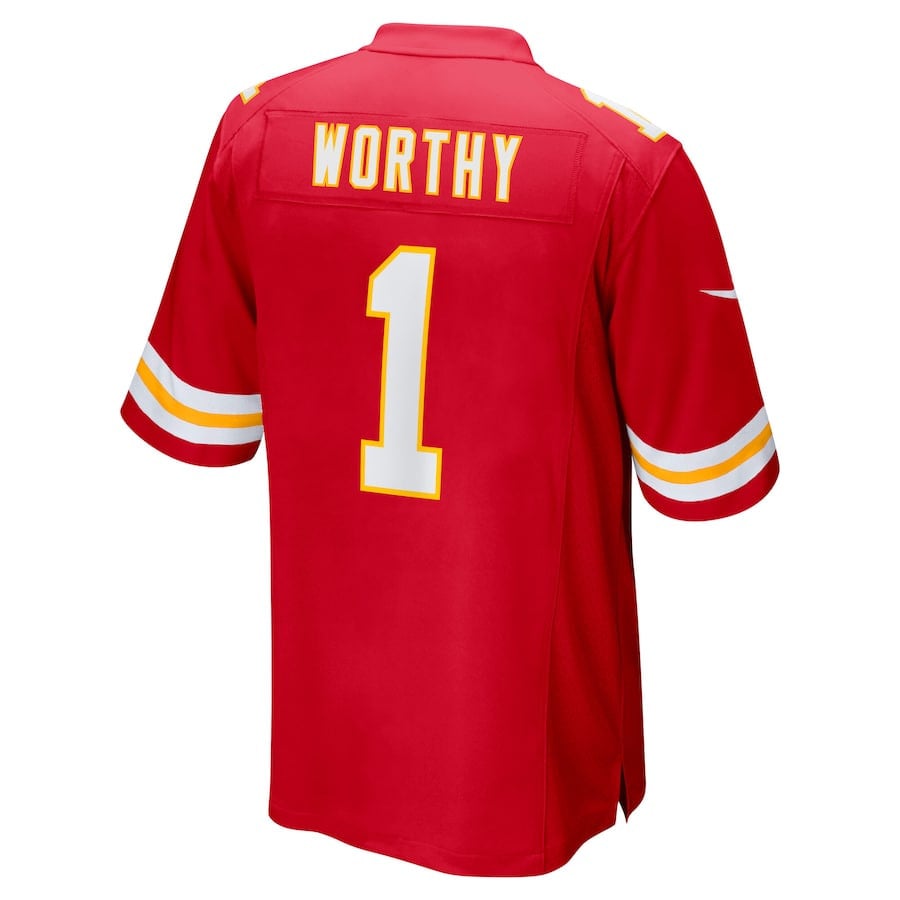 Xavier Worthy 1 Kansas City Chiefs Super Bowl LIX Game Jersey - Red JS7821 Saliibo - Image 3