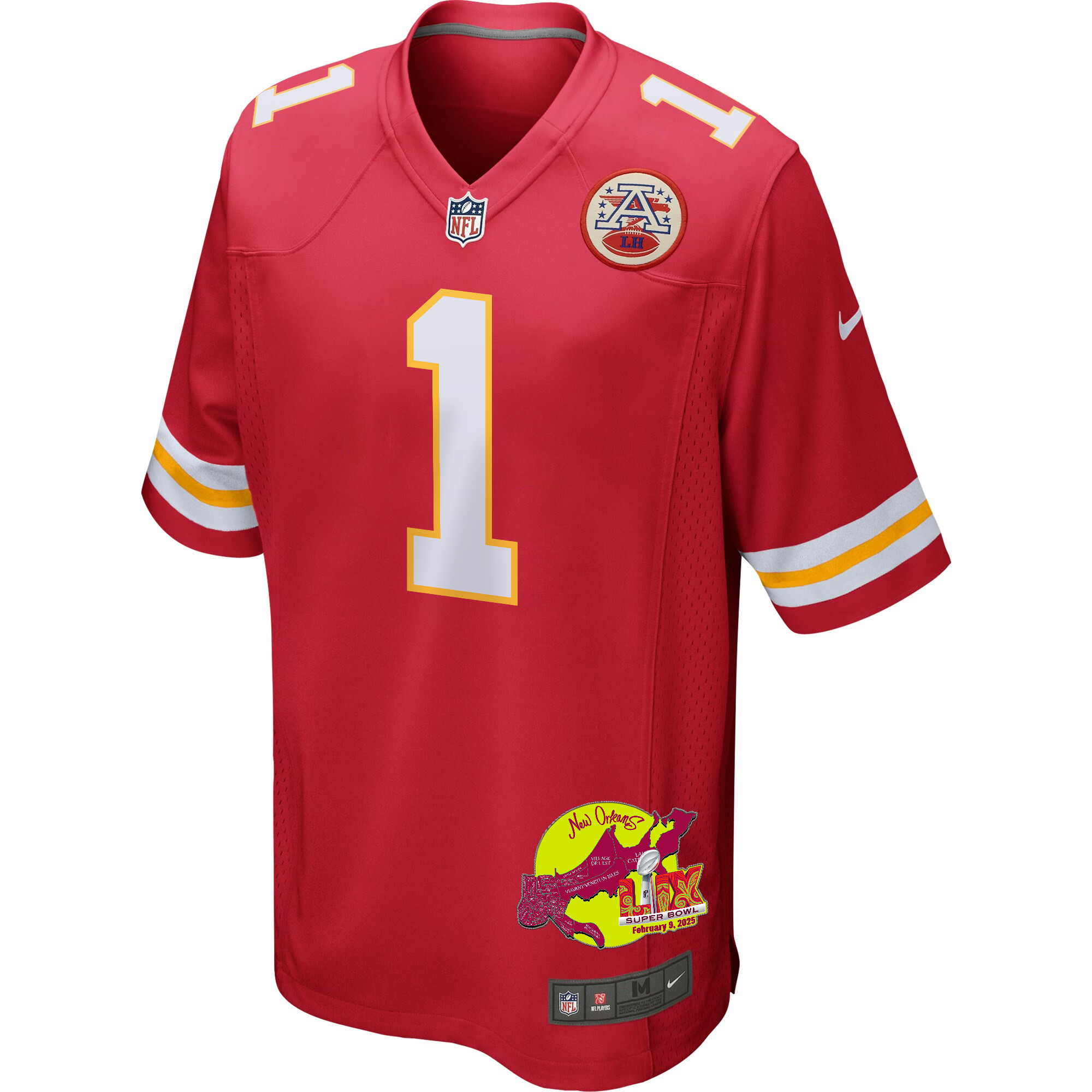 Xavier Worthy 1 Kansas City Chiefs Super Bowl LIX New Orleans Patch Game Men Jersey - Red JS2082 Saliibo - Image 3