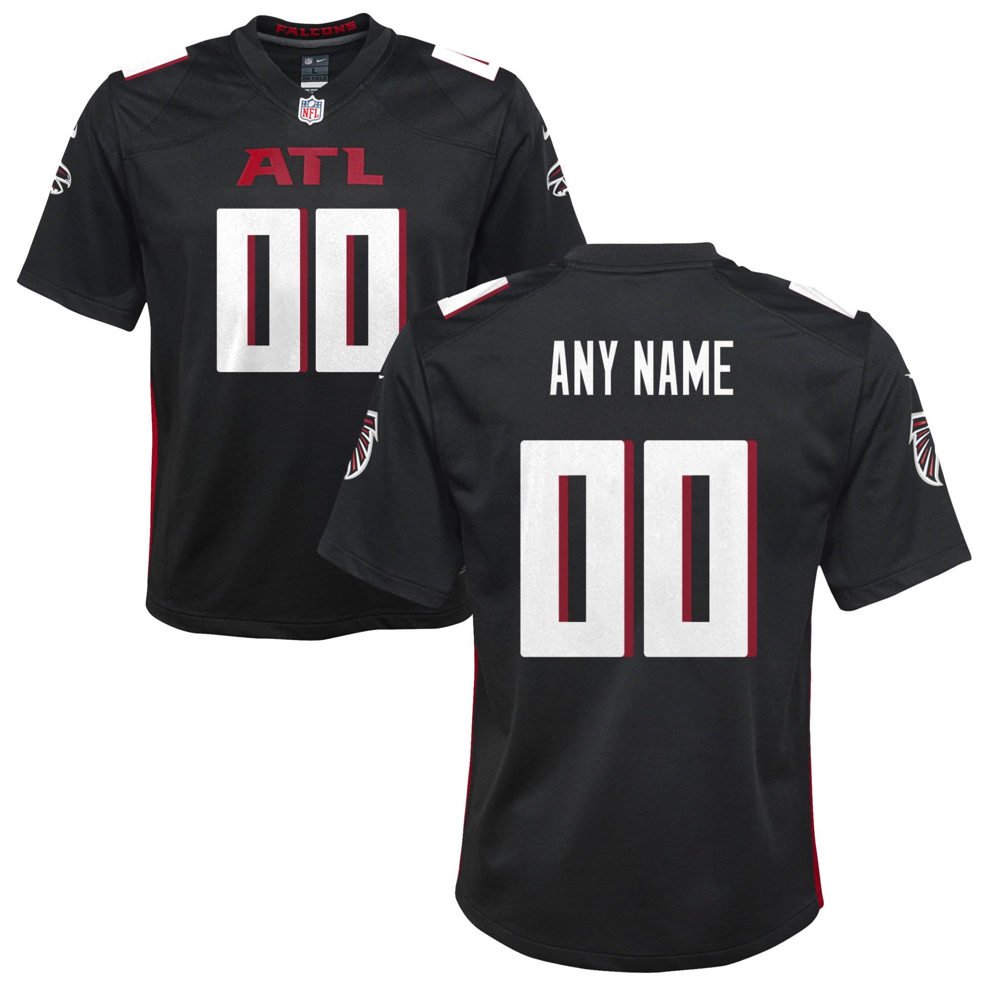 Youth Atlanta Falcons Black Custom Game Jersey JS2055 Saliibo