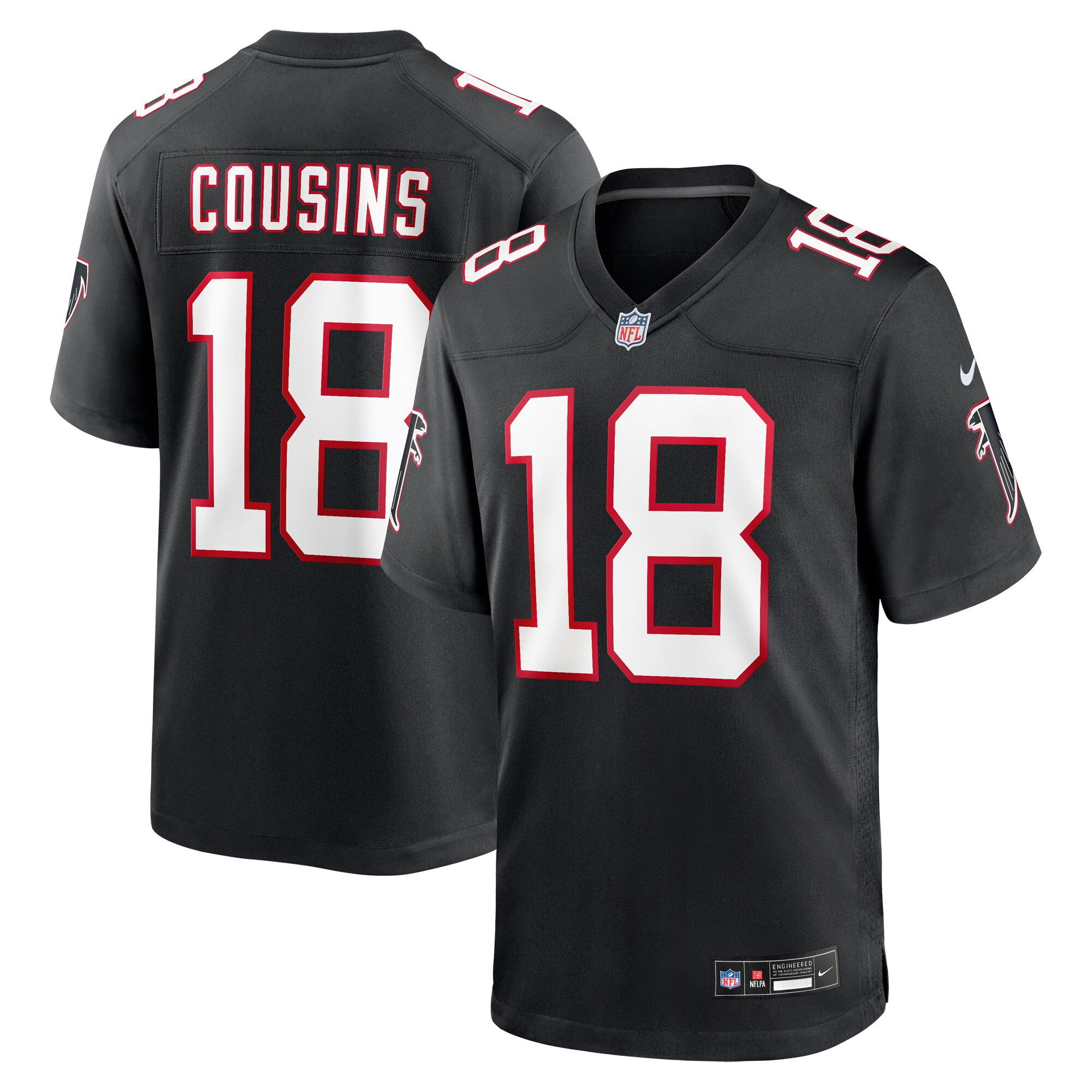 Youth Atlanta Falcons Kirk Cousins Black Alternate Game Jersey JS2193 Saliibo