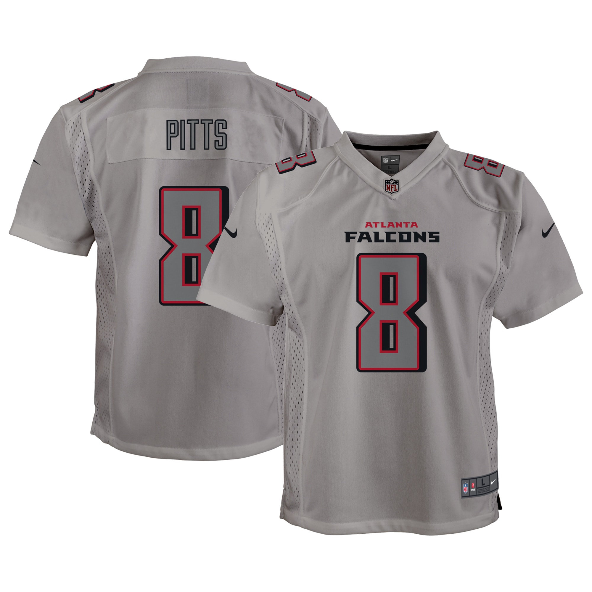 Youth Atlanta Falcons Kyle Pitts Gray Atmosphere Game Jersey JS4133 Saliibo